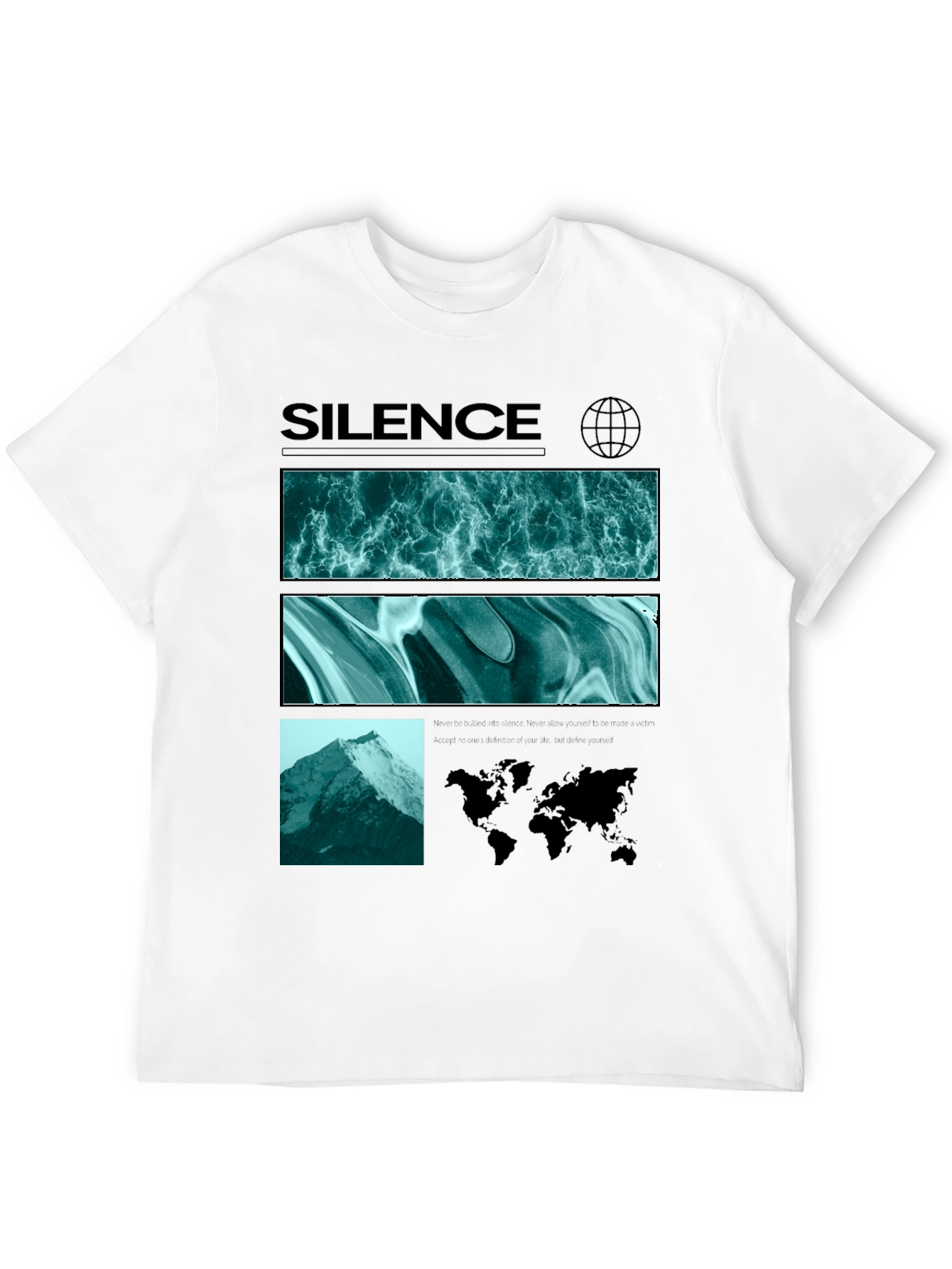Silence Graphic Print Crew Neck T-Shirt