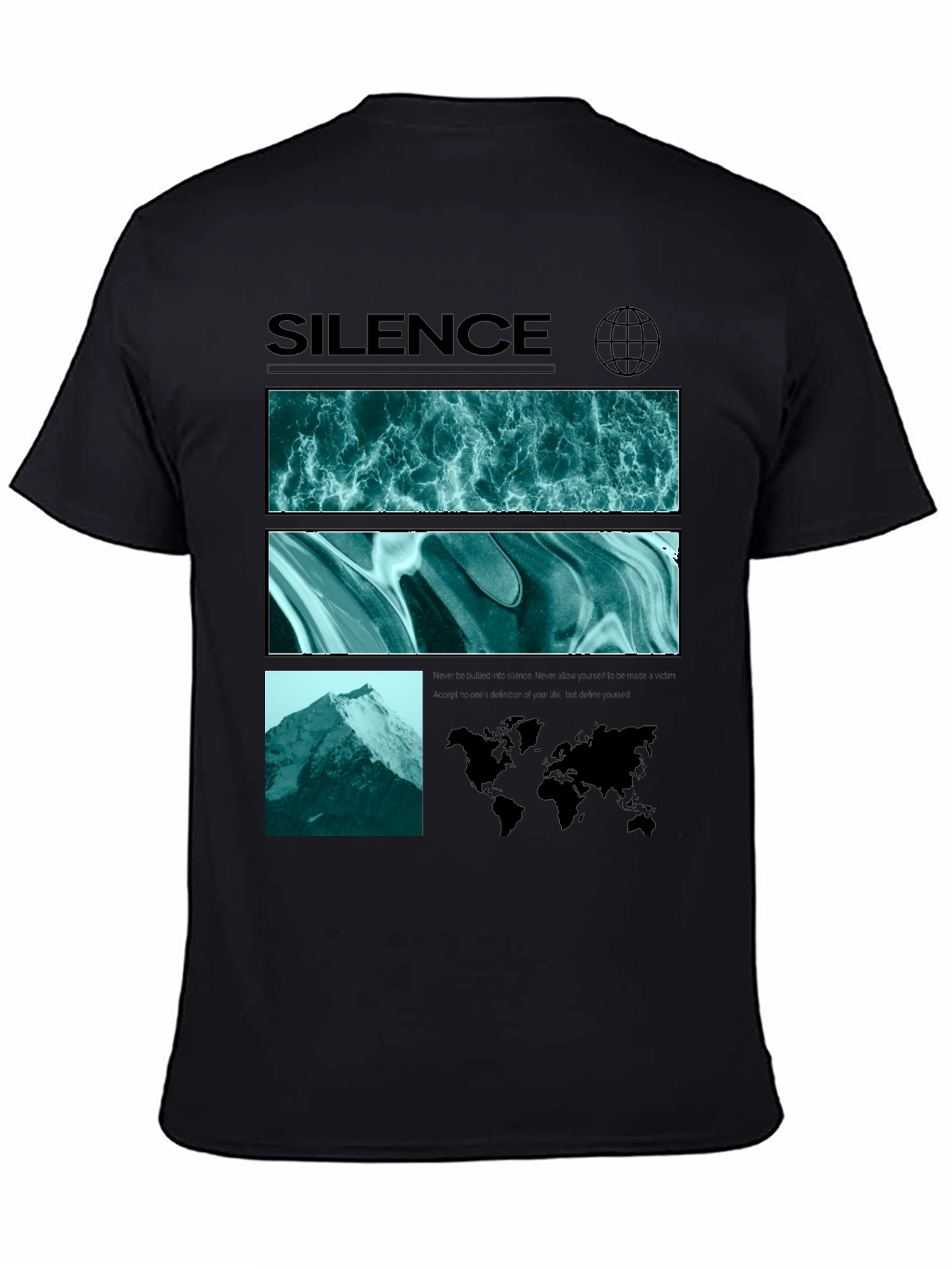 Silence Graphic Print Crew Neck T-Shirt