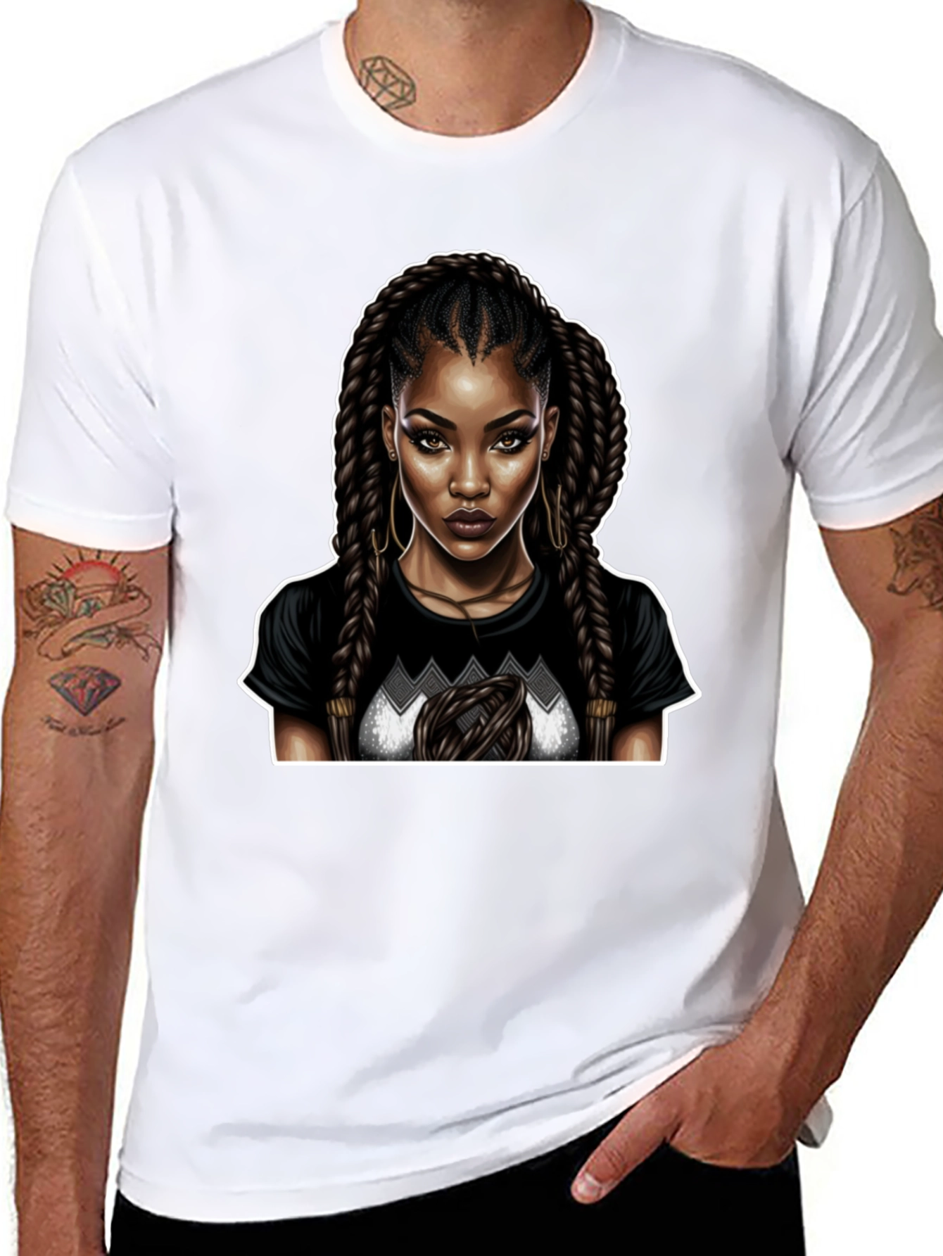 Stylish Black T-Shirt with Woman Graphic