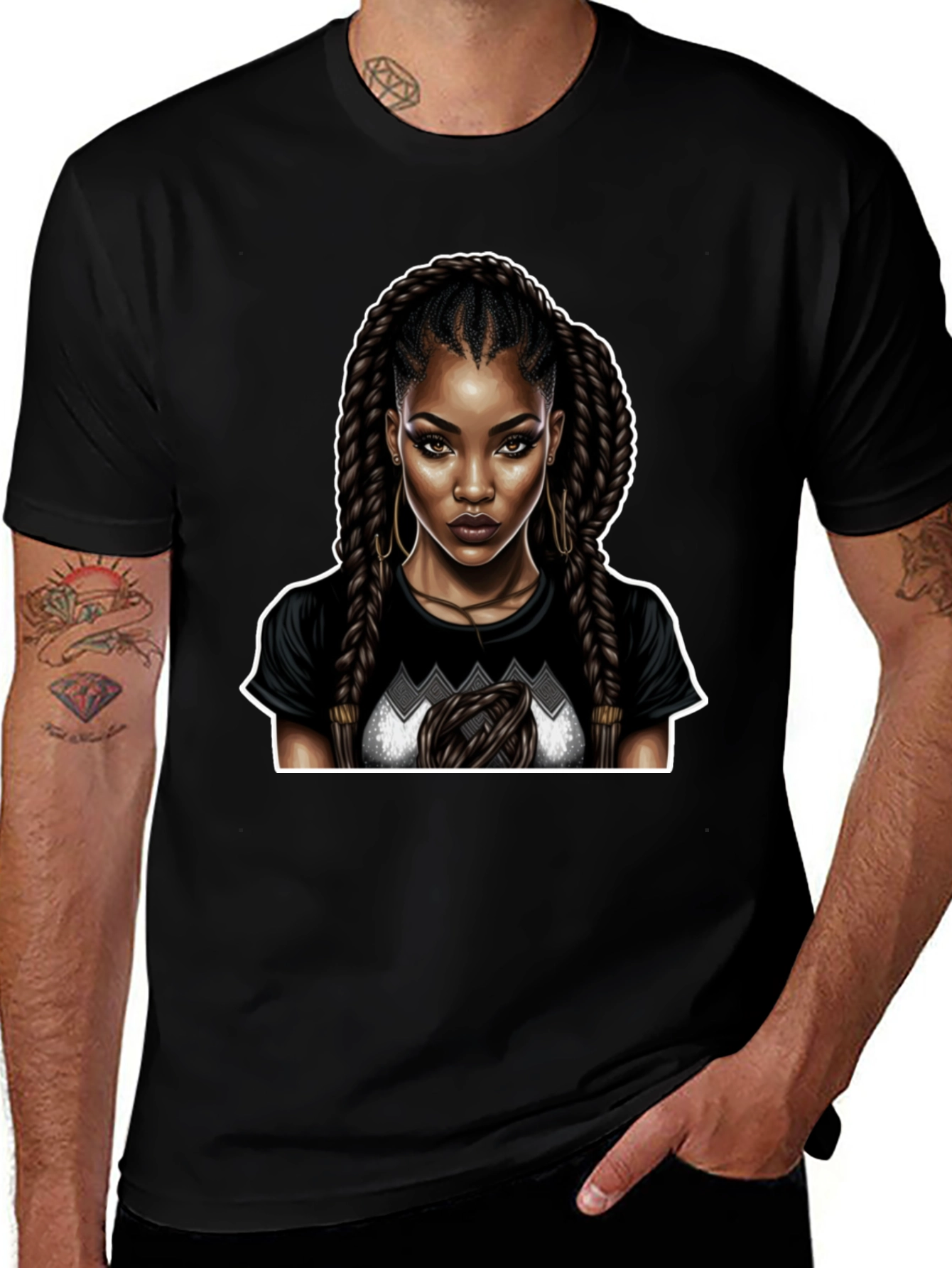 Stylish Black T-Shirt with Woman Graphic