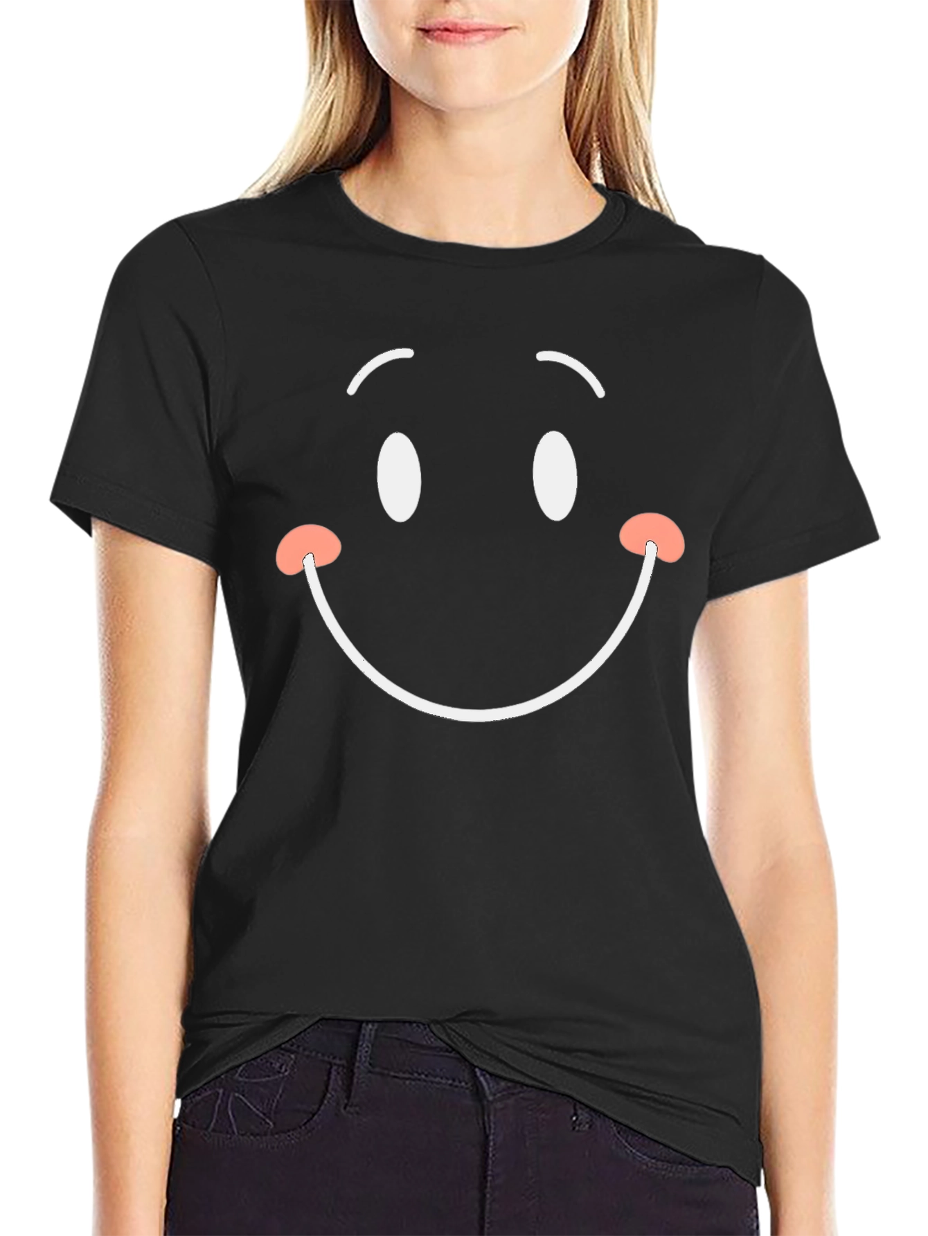 Smiley Face Graphic Black T-Shirt
