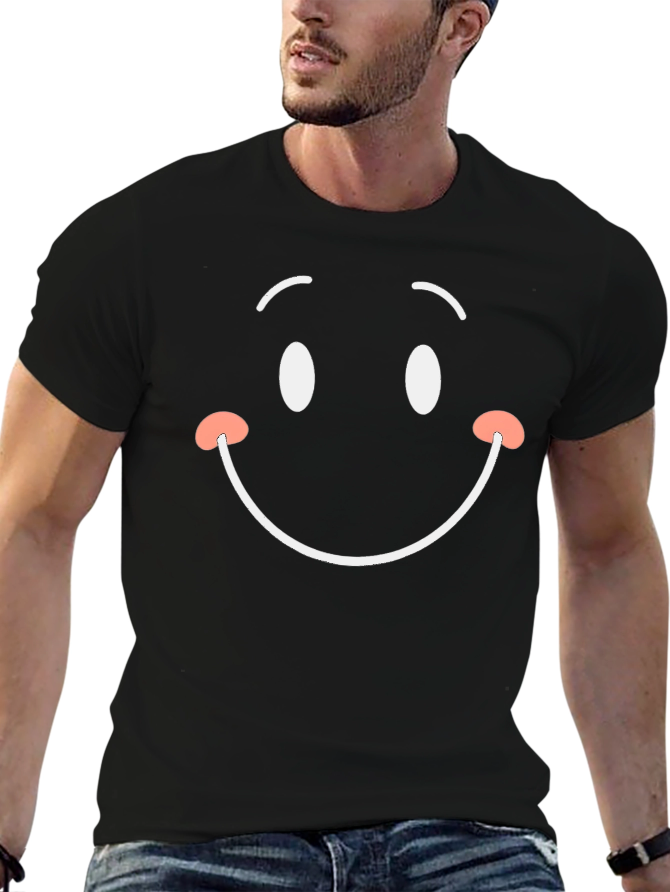 Smiley Face Graphic Black T-Shirt
