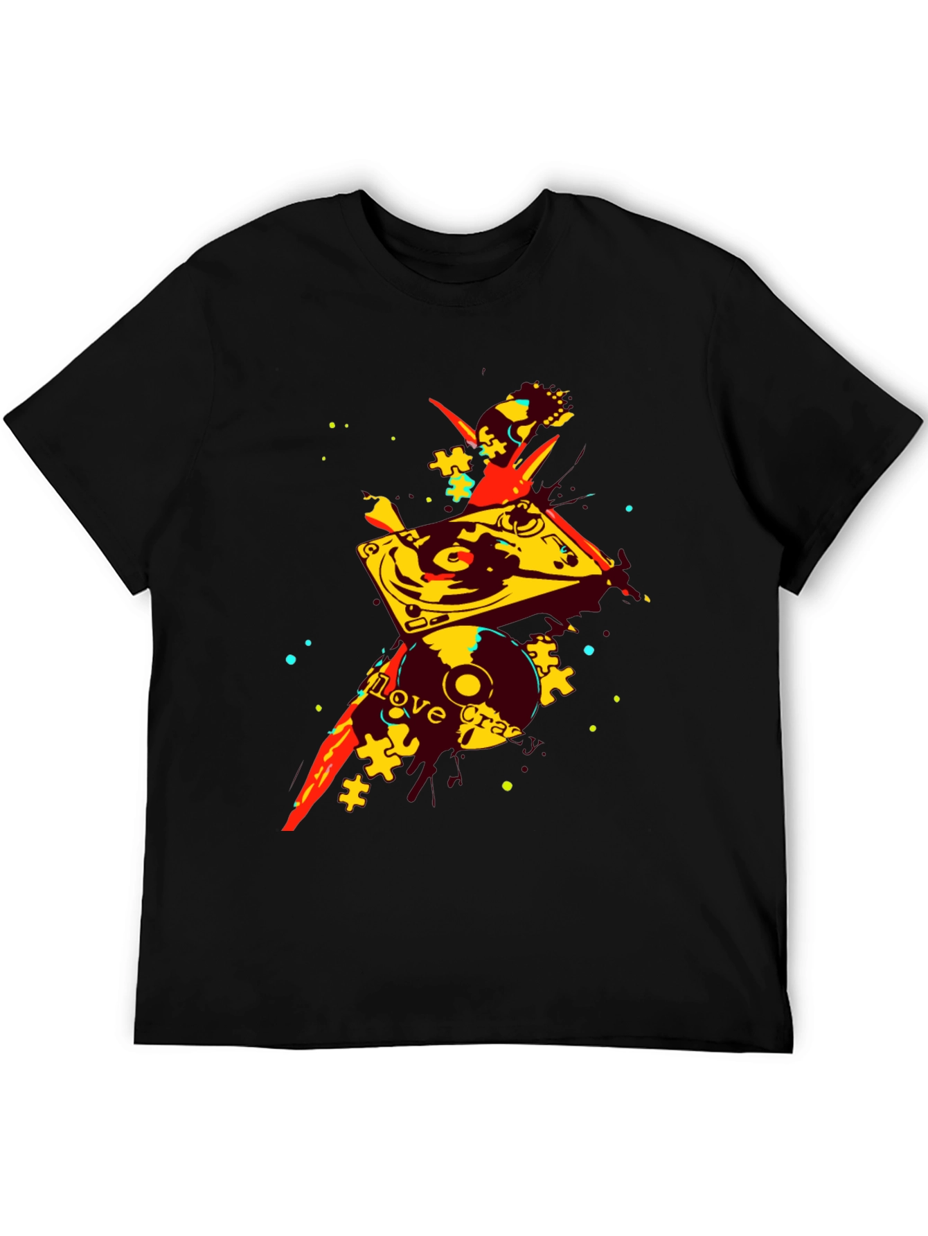 Abstract DJ Turntable Graphic T-Shirt