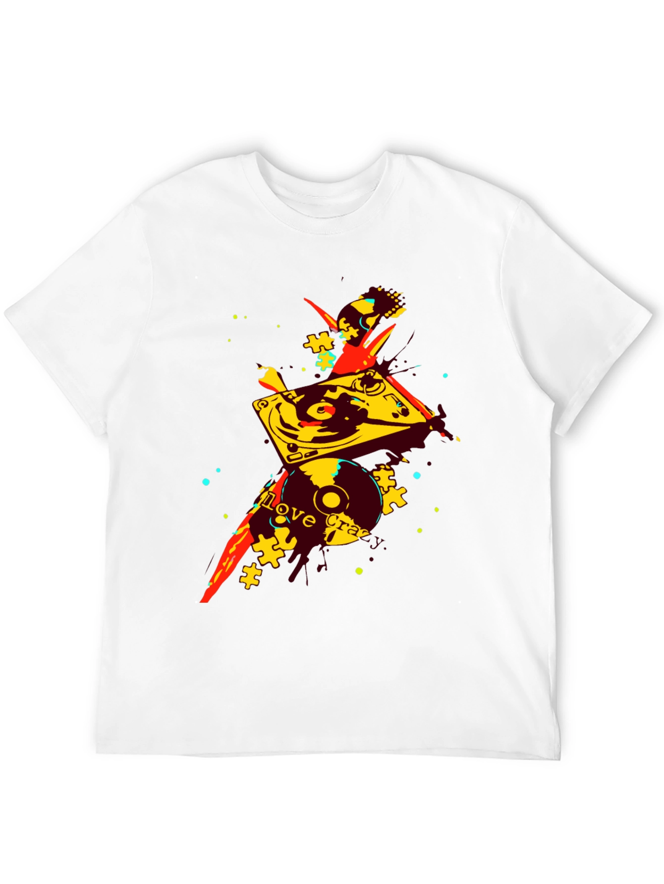 Abstract DJ Turntable Graphic T-Shirt