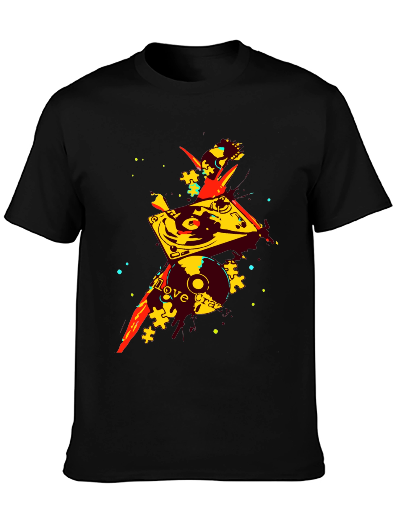 Abstract DJ Turntable Graphic T-Shirt
