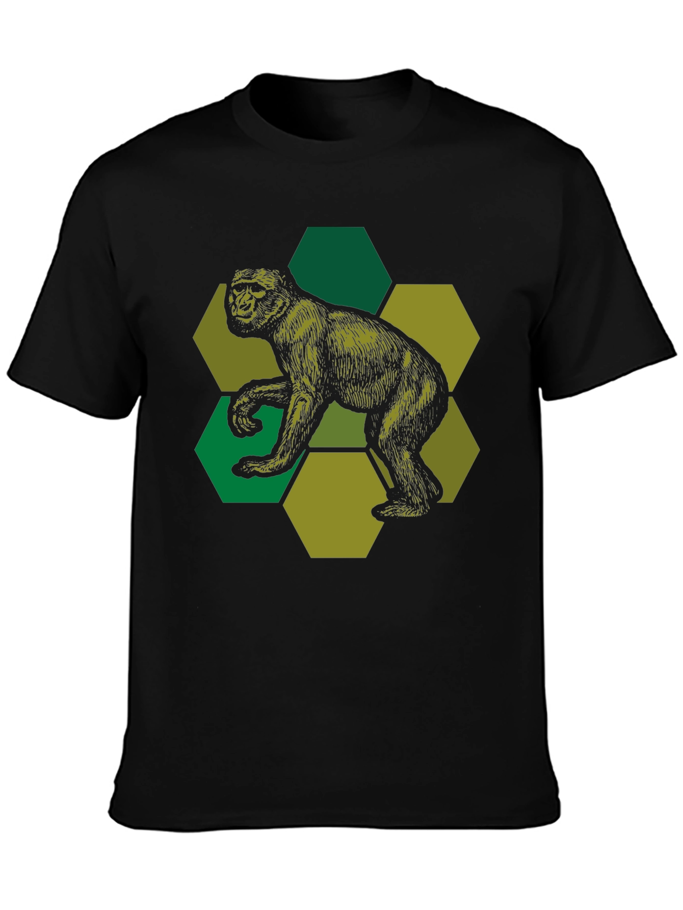 Geometric Gorilla Graphic Print Black T-Shirt