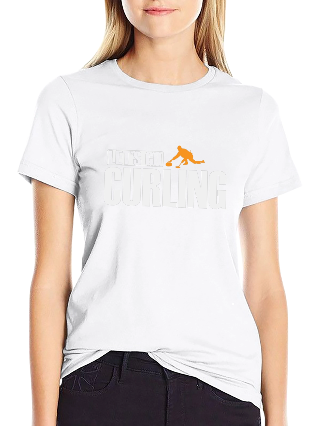 Lets Go Curling T-Shirt - Black Cotton Tee
