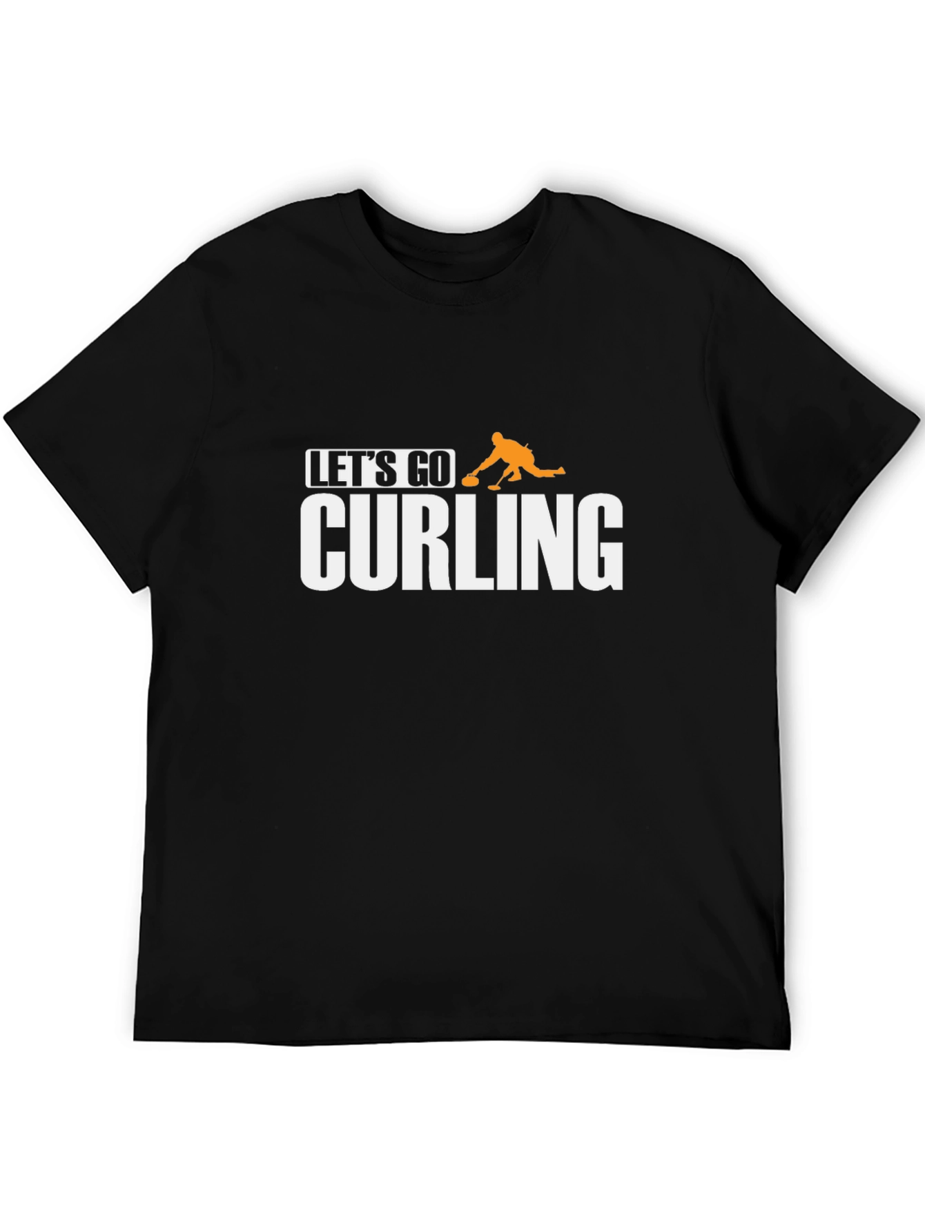 Lets Go Curling T-Shirt - Black Cotton Tee
