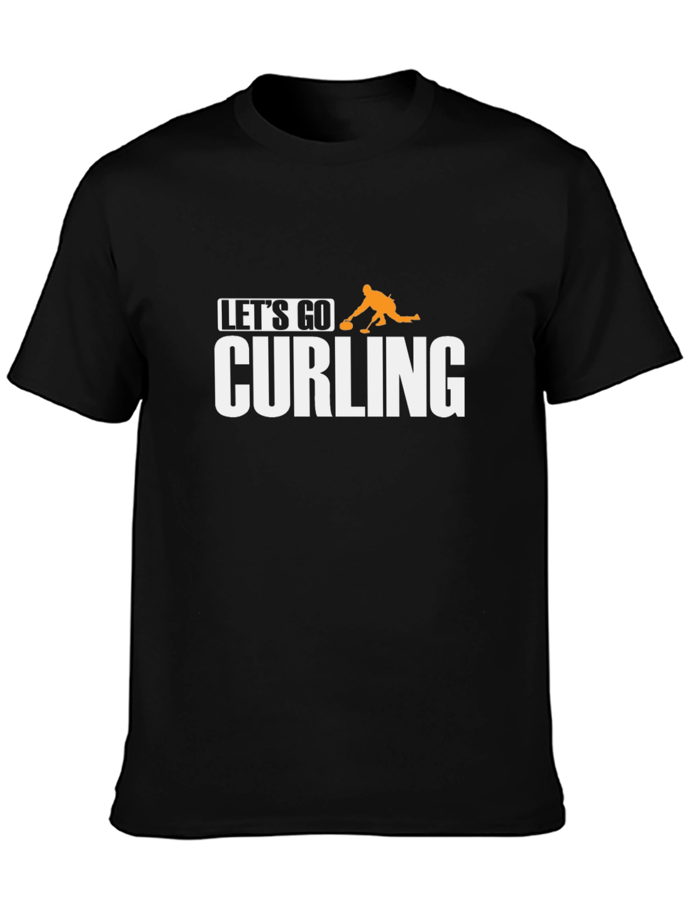 Lets Go Curling T-Shirt - Black Cotton Tee