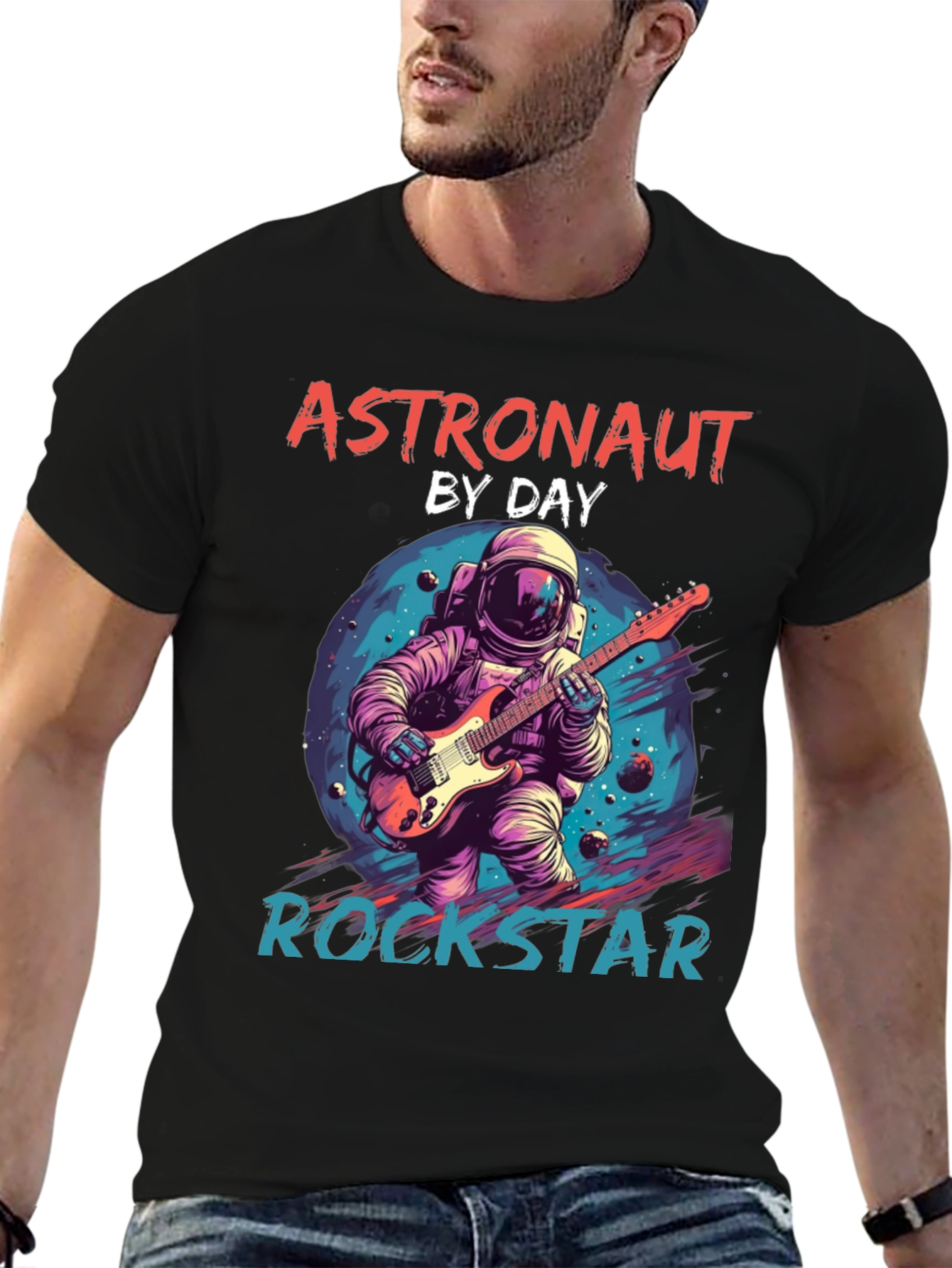 Astronaut Rockstar Graphic T-Shirt