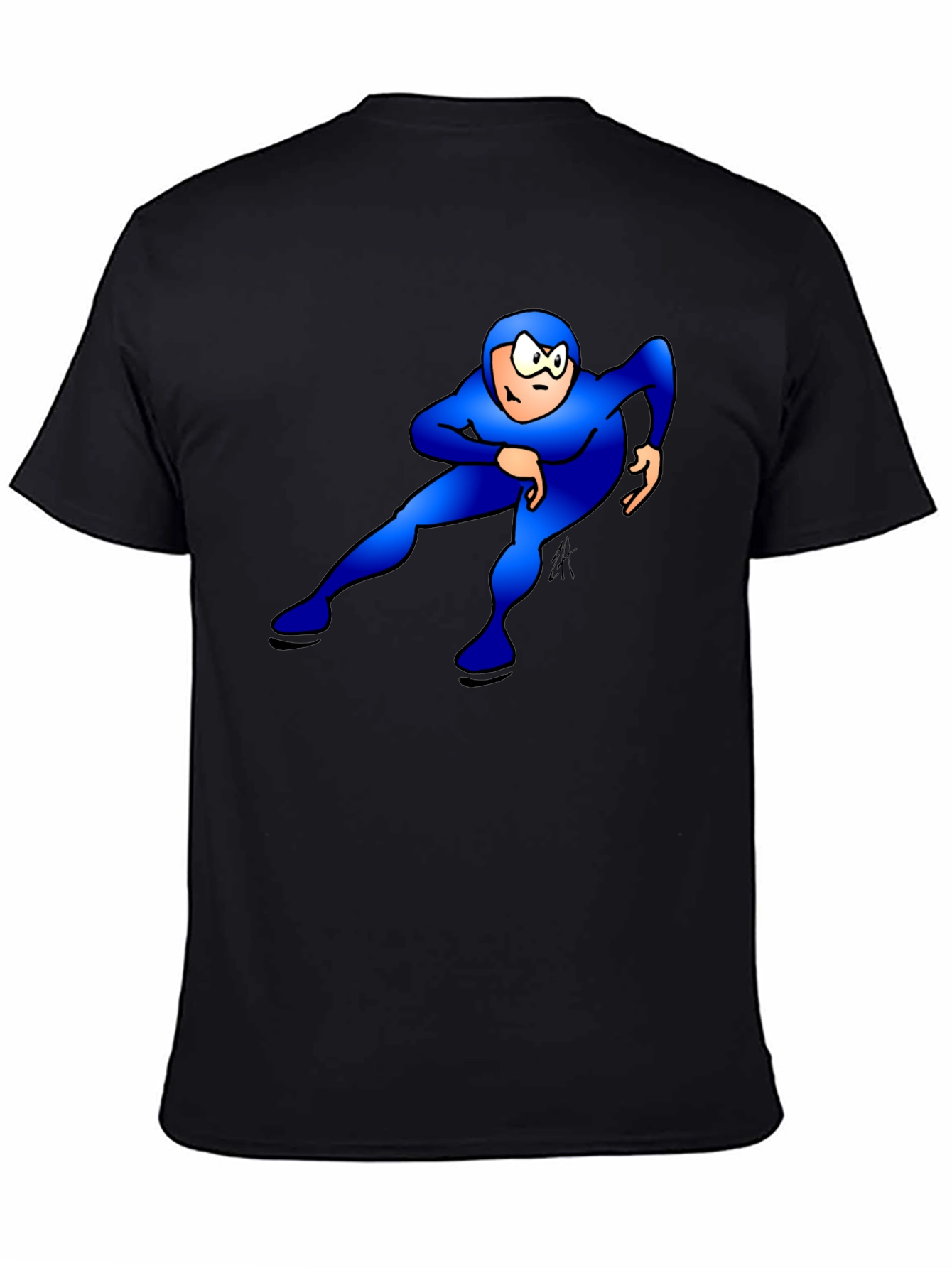 Blue Superhero Black T-Shirt: Stand Out Style