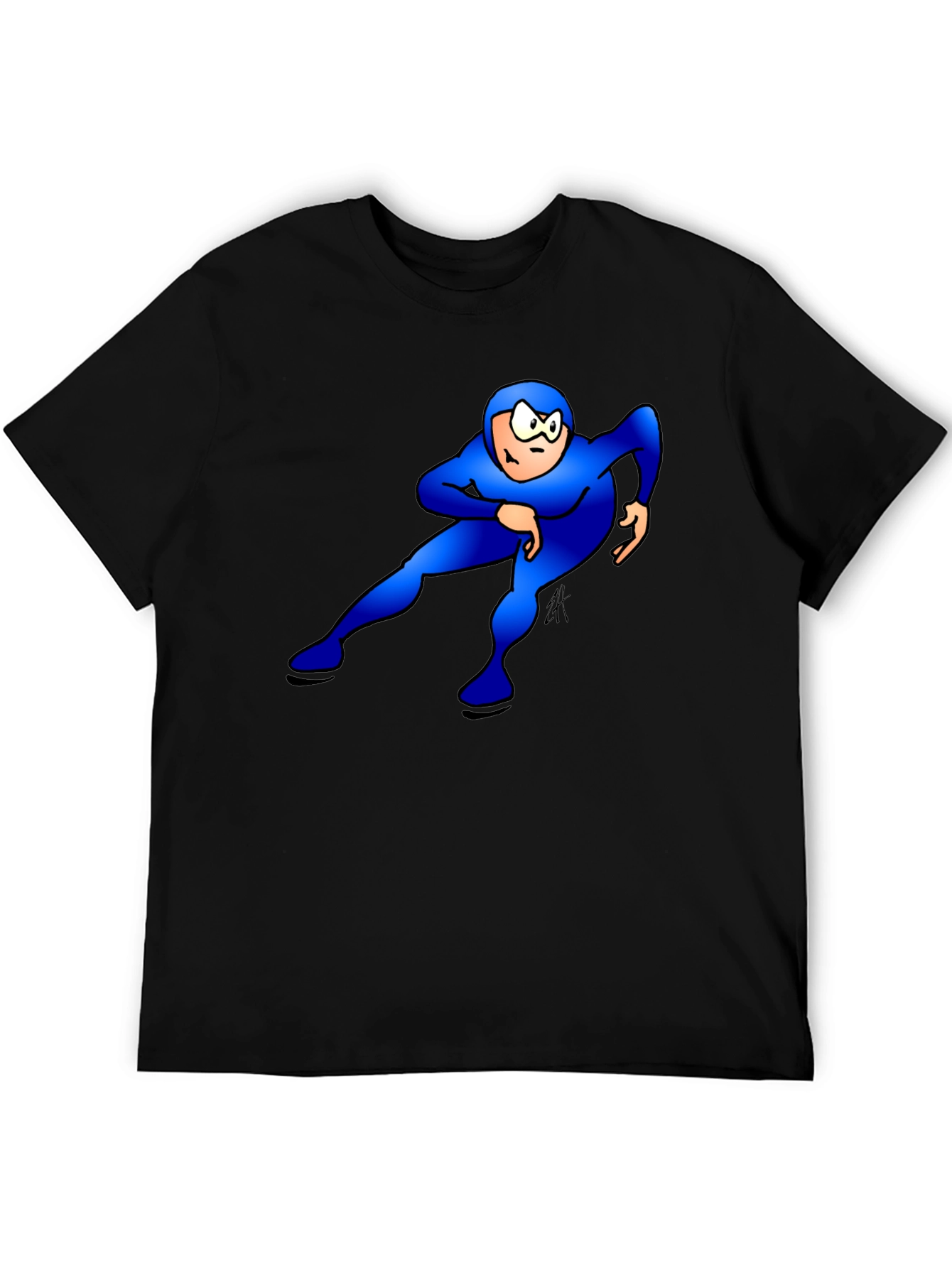 Blue Superhero Black T-Shirt: Stand Out Style