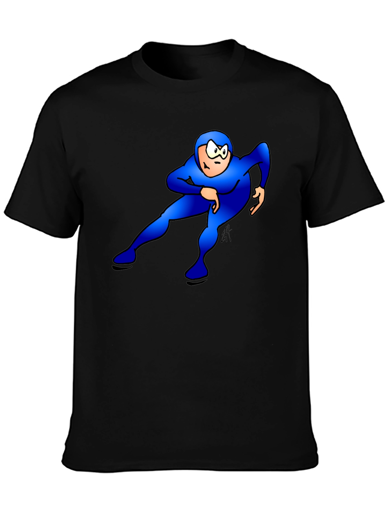 Blue Superhero Black T-Shirt: Stand Out Style
