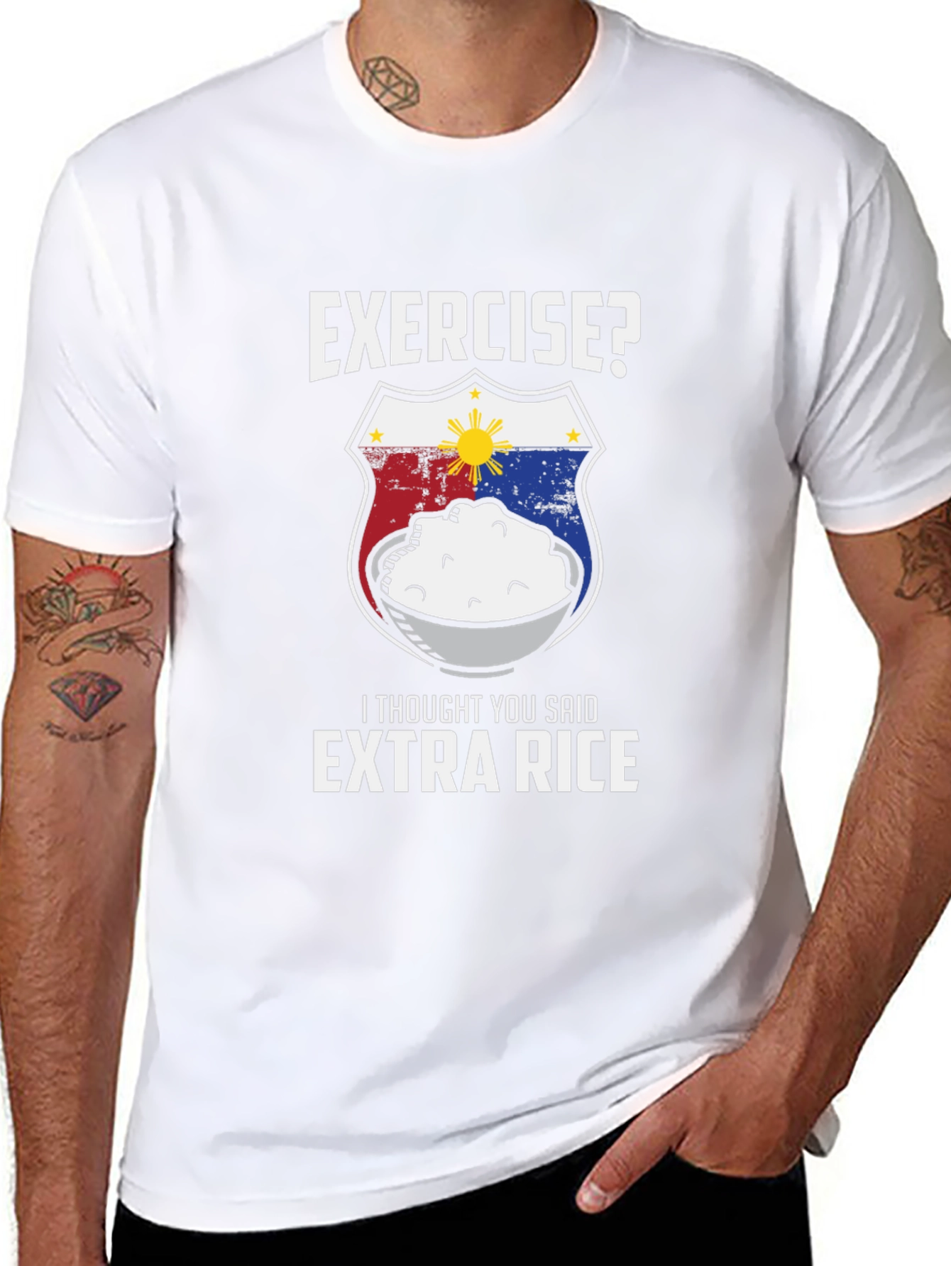 Funny Extra Rice T-Shirt - Exercise? Design