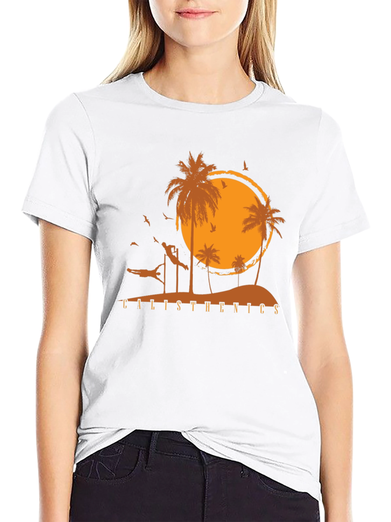Calisthenics Beach Sunset Graphic T-Shirt