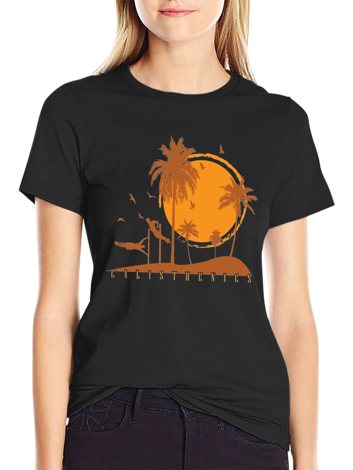 Calisthenics Beach Sunset Graphic T-Shirt