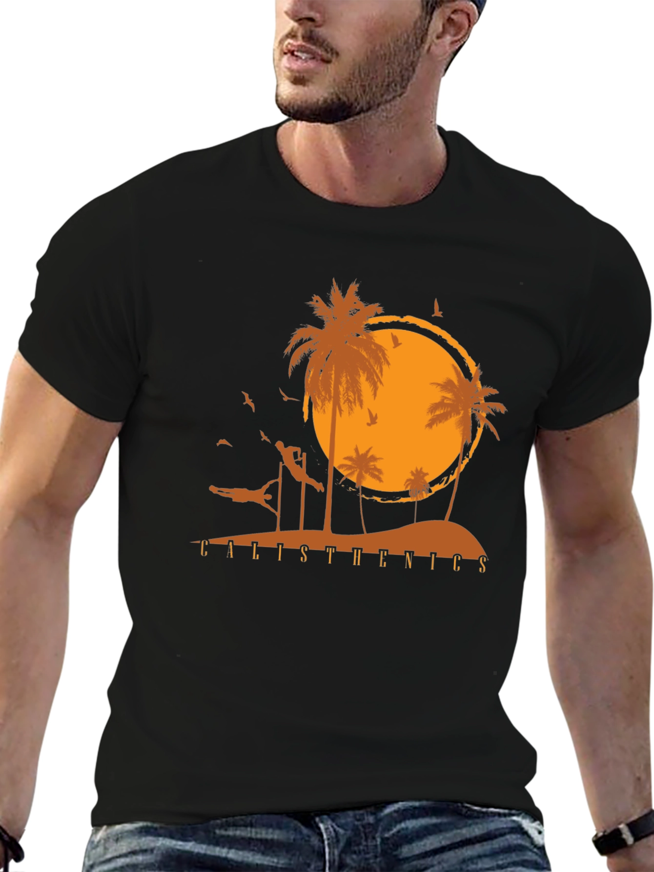Calisthenics Beach Sunset Graphic T-Shirt