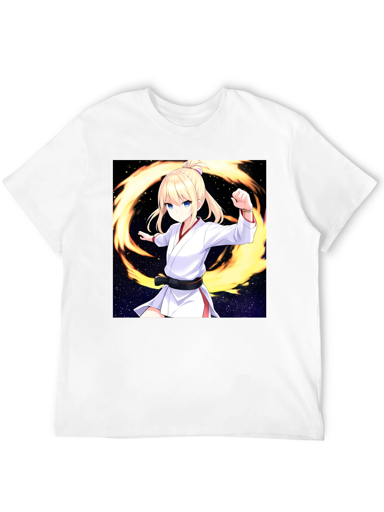Anime Karate Girl Black T-Shirt