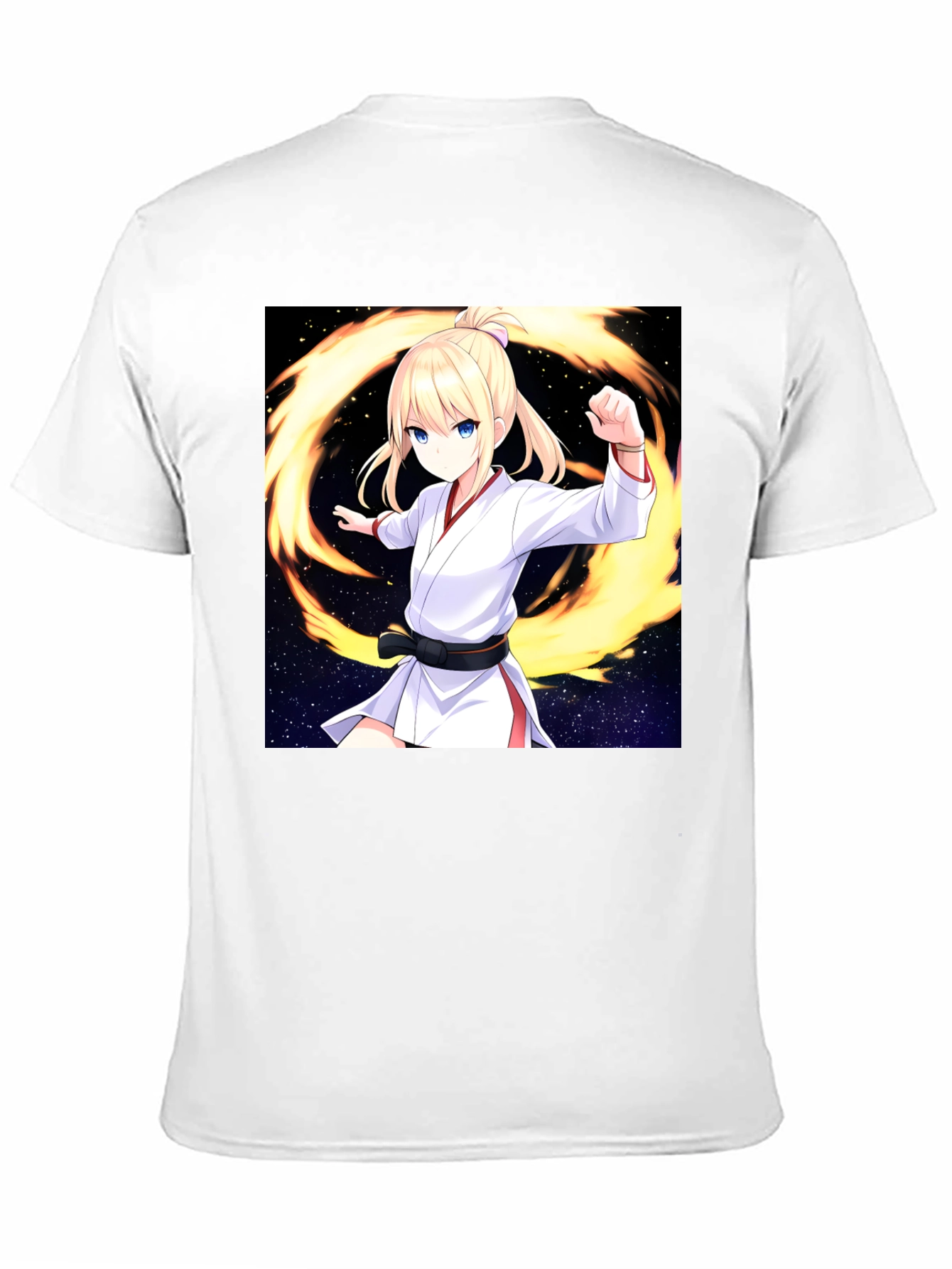 Anime Karate Girl Black T-Shirt