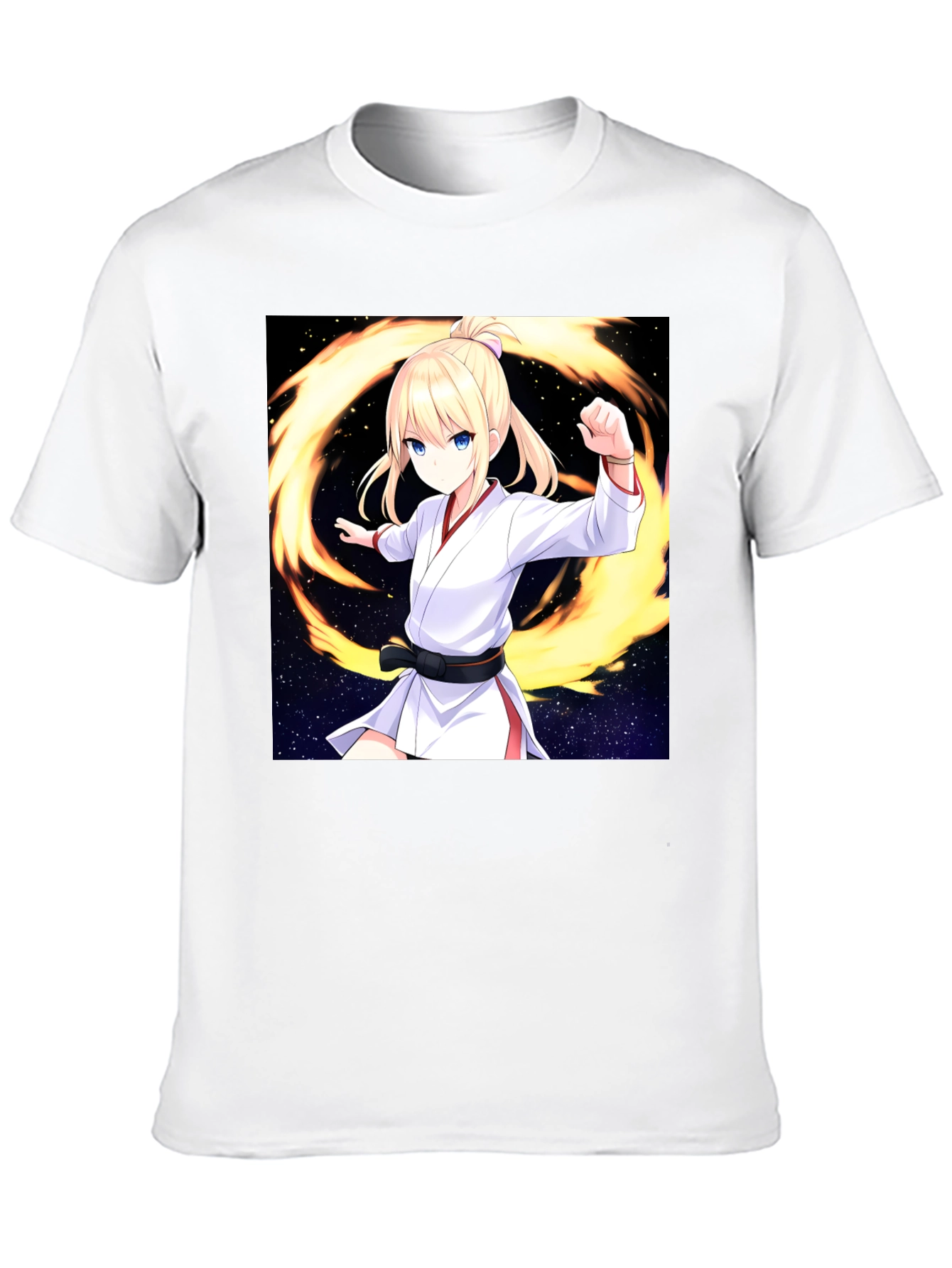 Anime Karate Girl Black T-Shirt