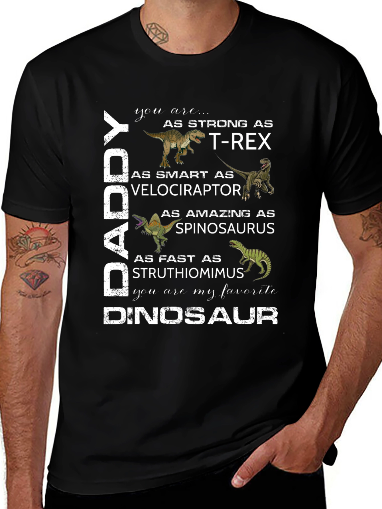 DADDY Dinosaur Graphic T-Shirt Fathers Day Gift