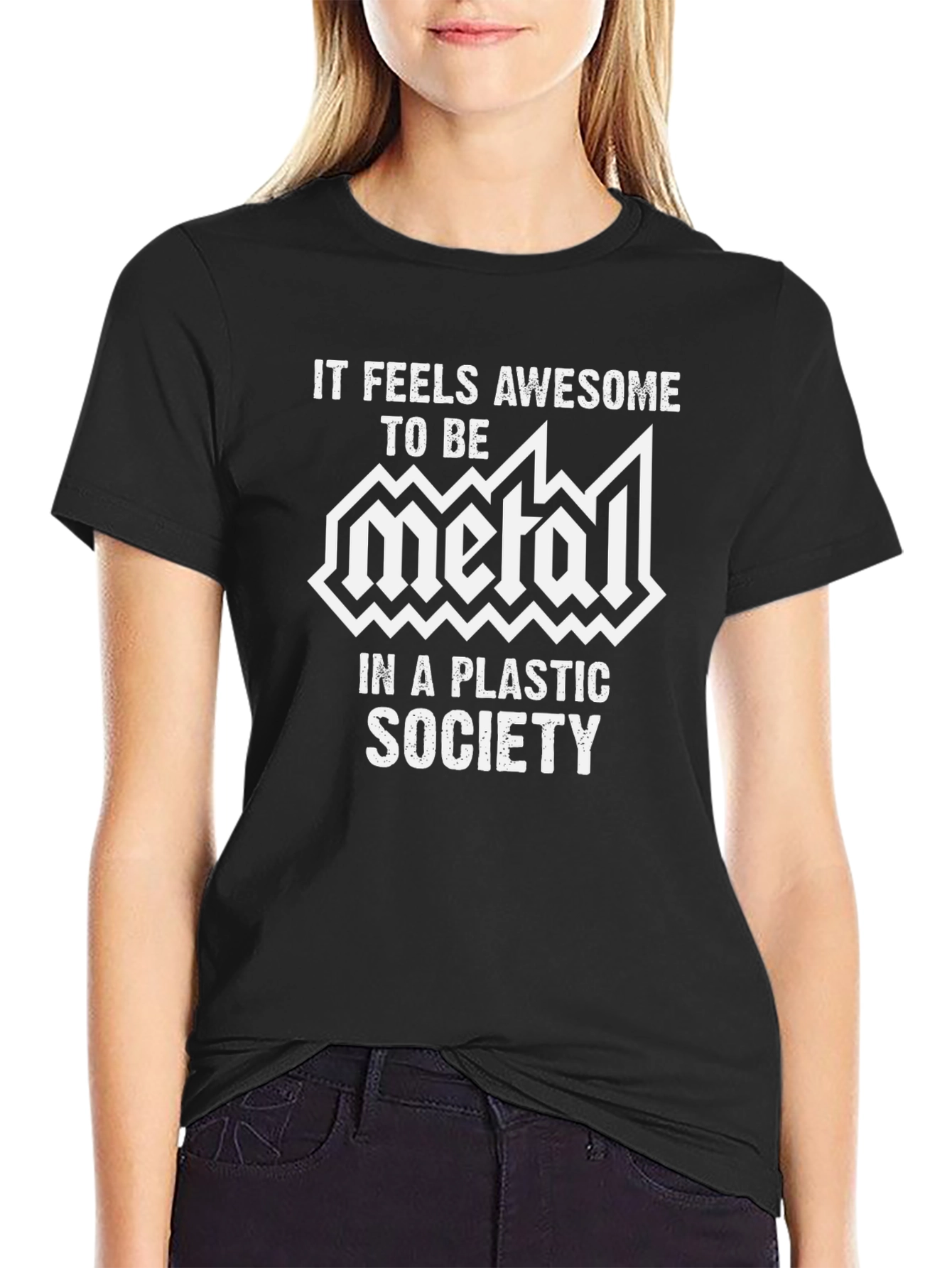 Metal in a Plastic Society Black Graphic T-Shirt