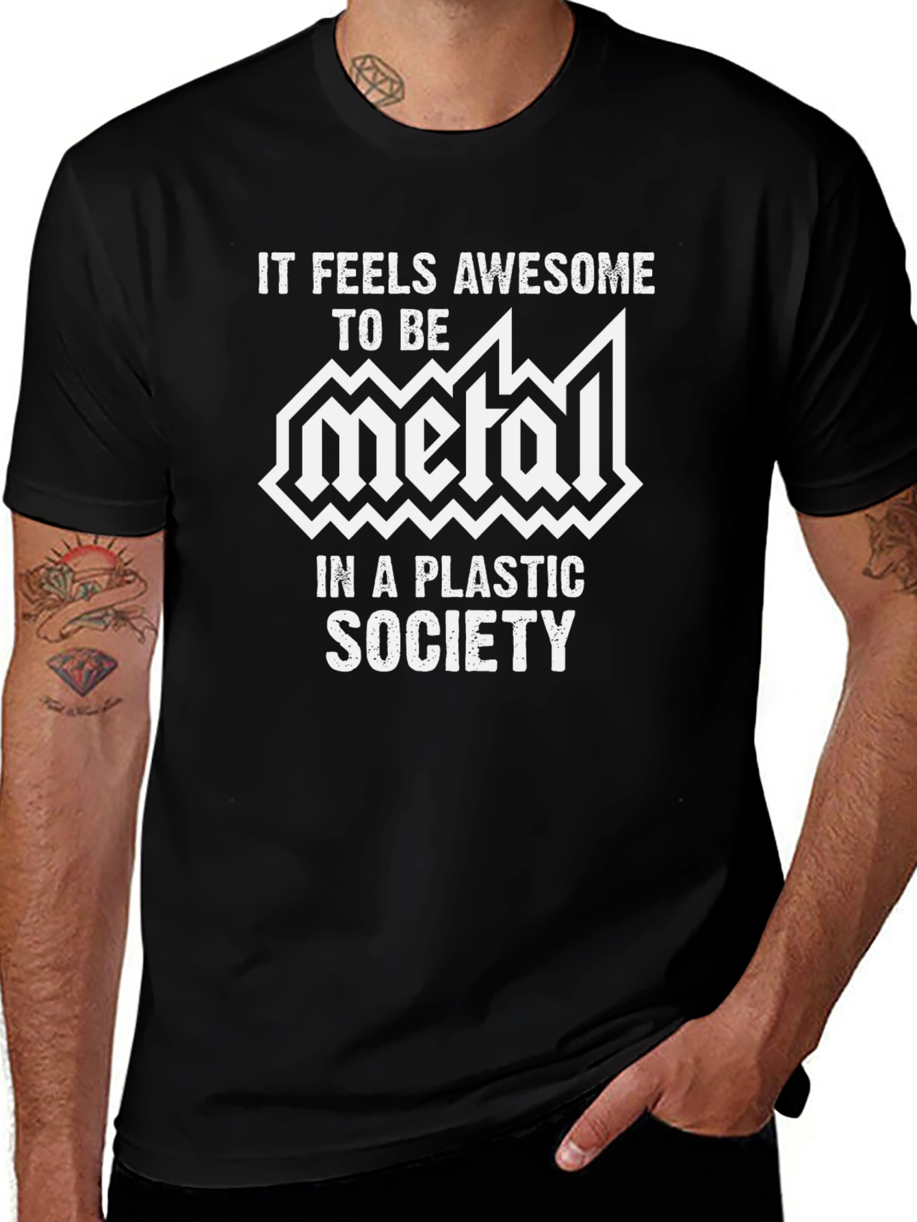Metal in a Plastic Society Black Graphic T-Shirt