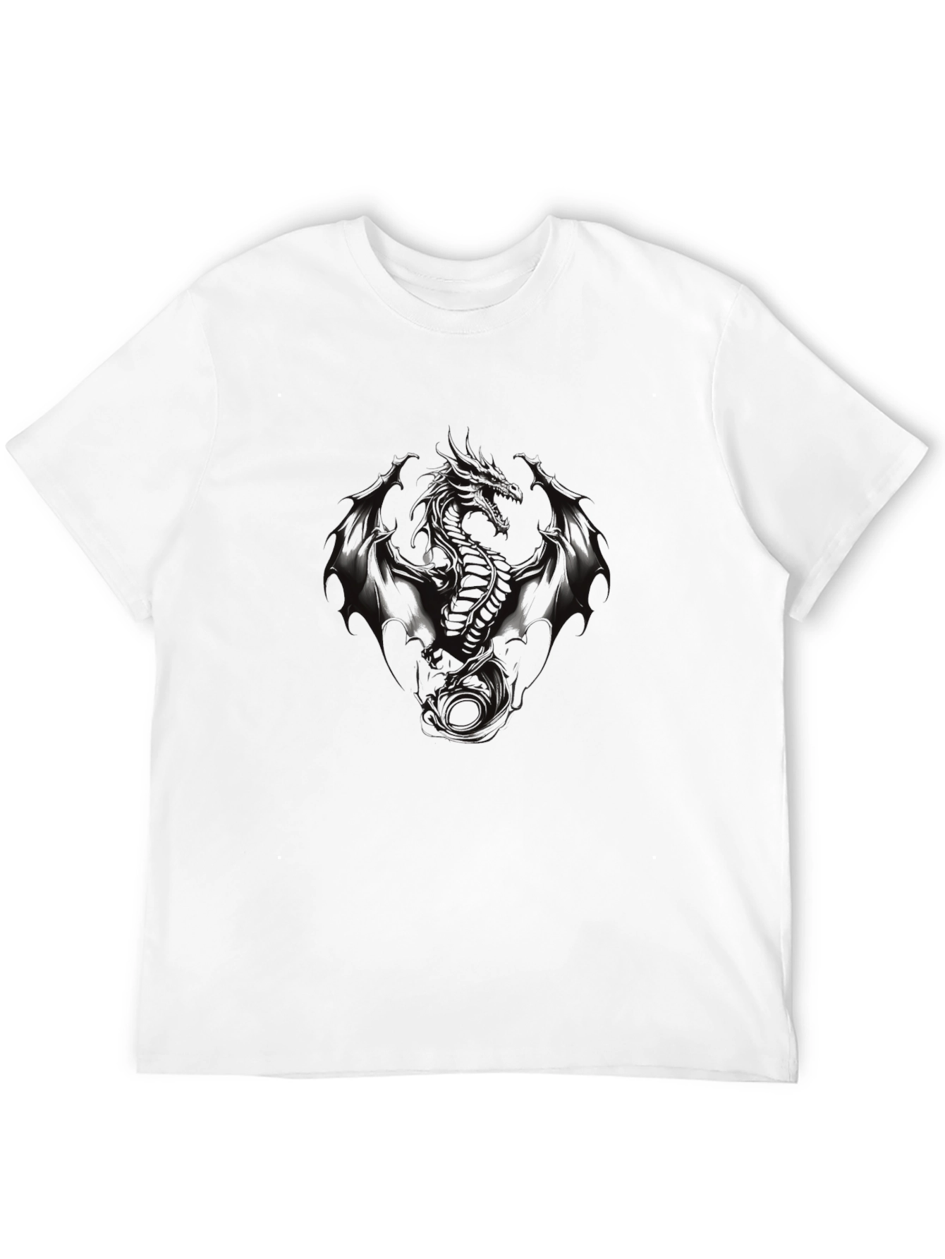 Mens Black Dragon Graphic Tee - Edgy Style