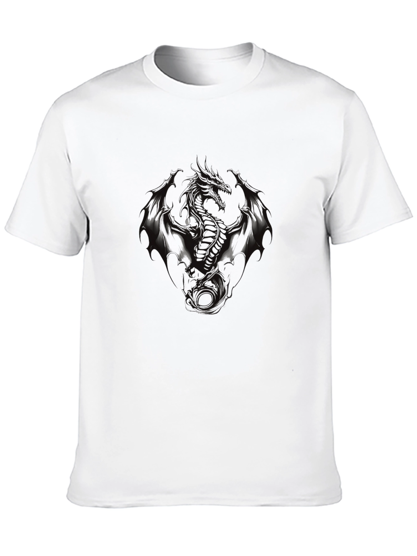 Mens Black Dragon Graphic Tee - Edgy Style