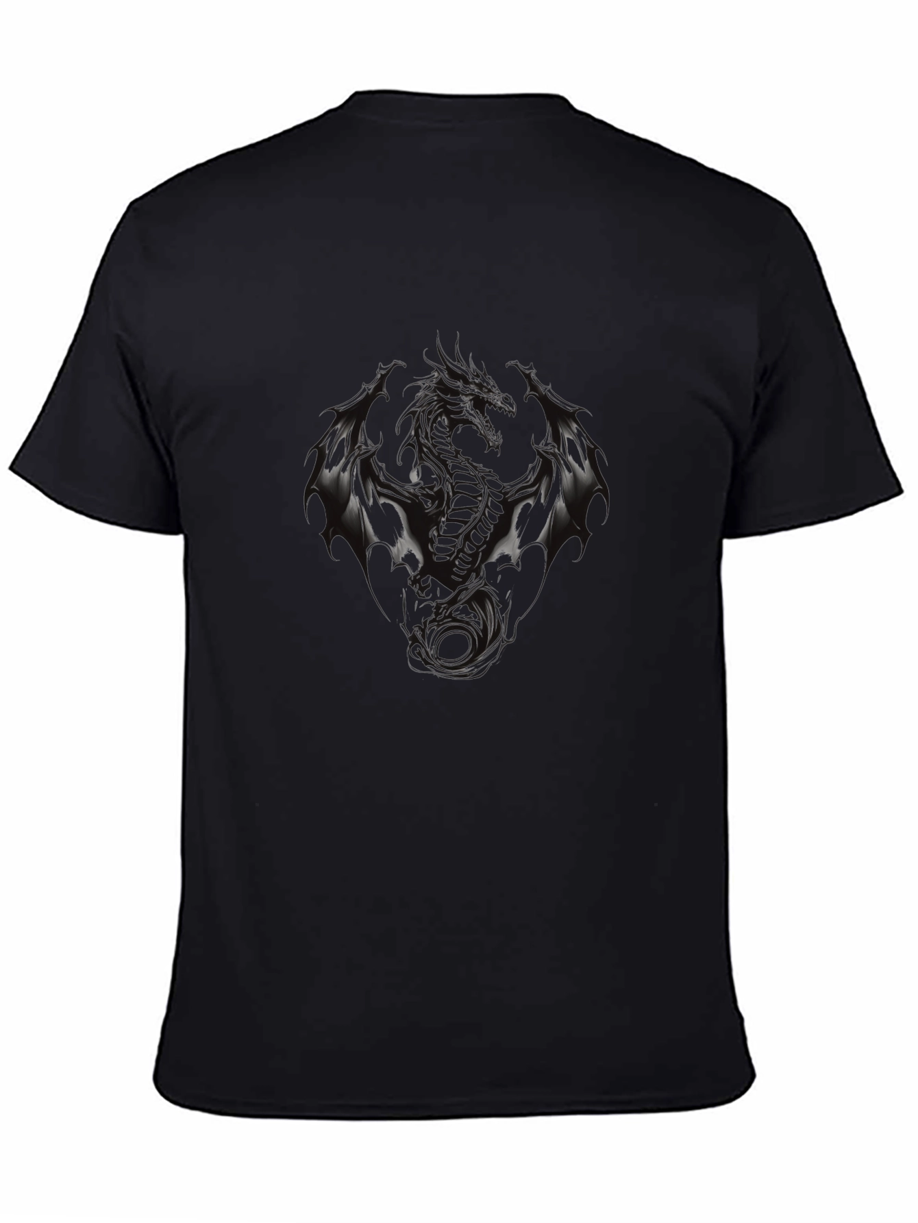 Mens Black Dragon Graphic Tee - Edgy Style