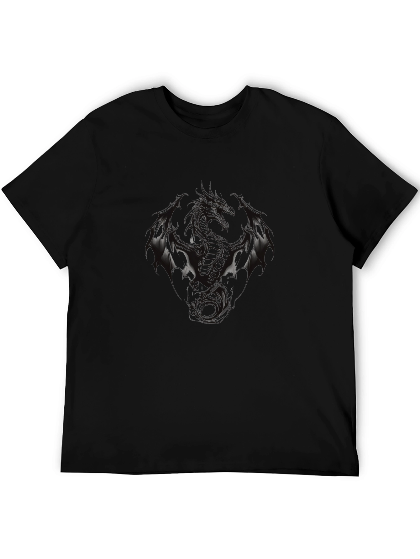 Mens Black Dragon Graphic Tee - Edgy Style