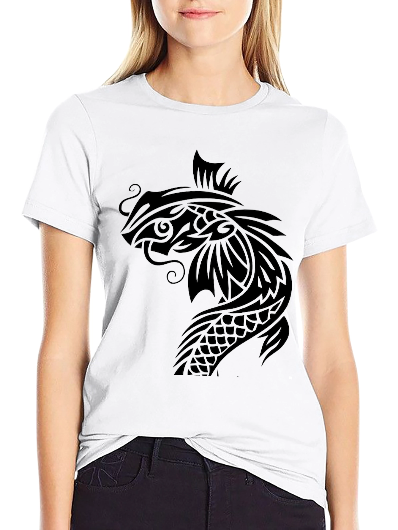 Koi Fish Graphic Tee - Black Cotton T-Shirt