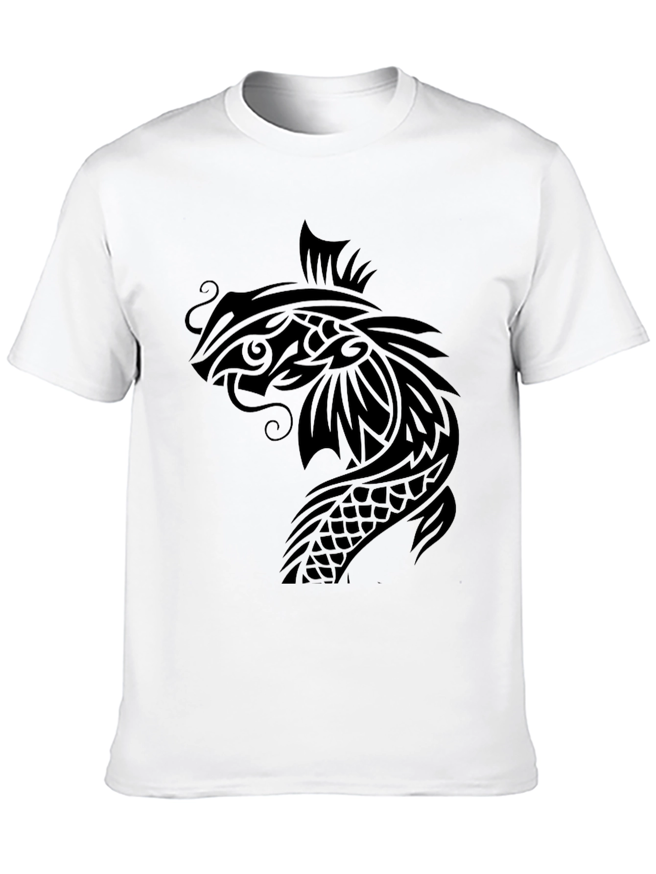 Koi Fish Graphic Tee - Black Cotton T-Shirt