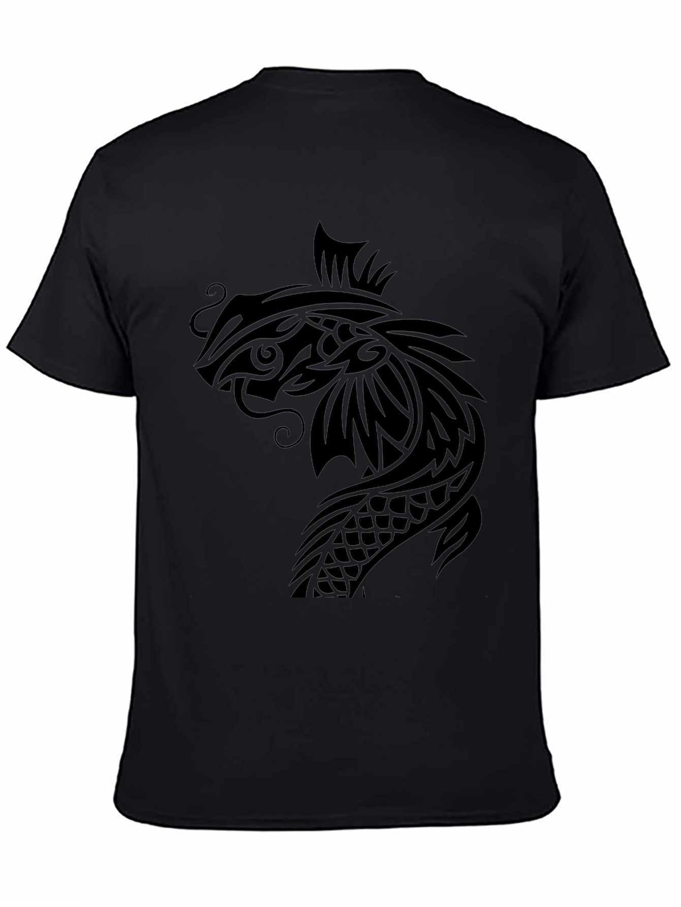 Koi Fish Graphic Tee - Black Cotton T-Shirt