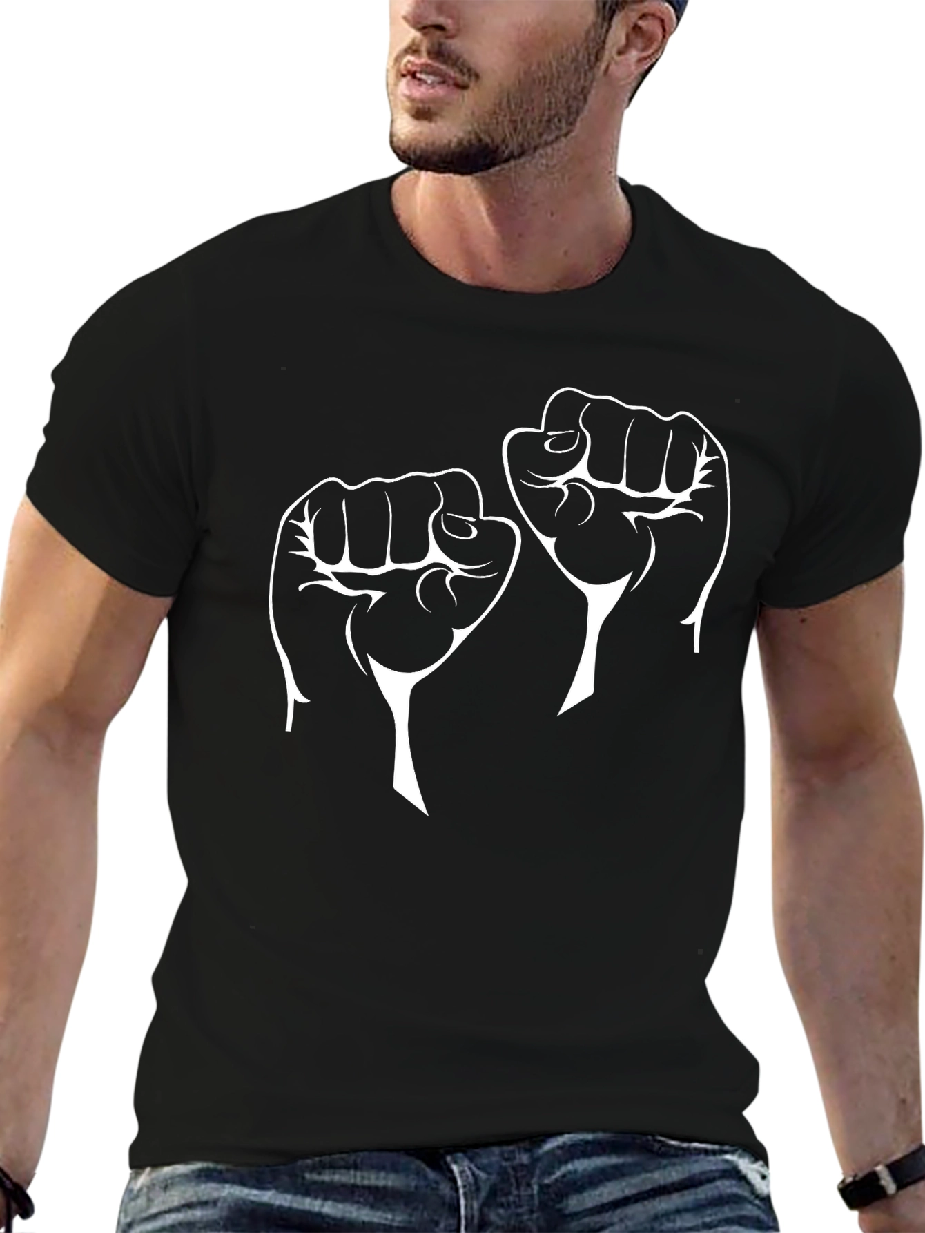 Empowered Fist Graphic Tee - Black Cotton