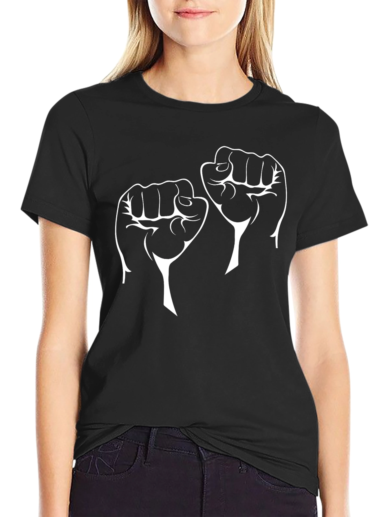 Empowered Fist Graphic Tee - Black Cotton