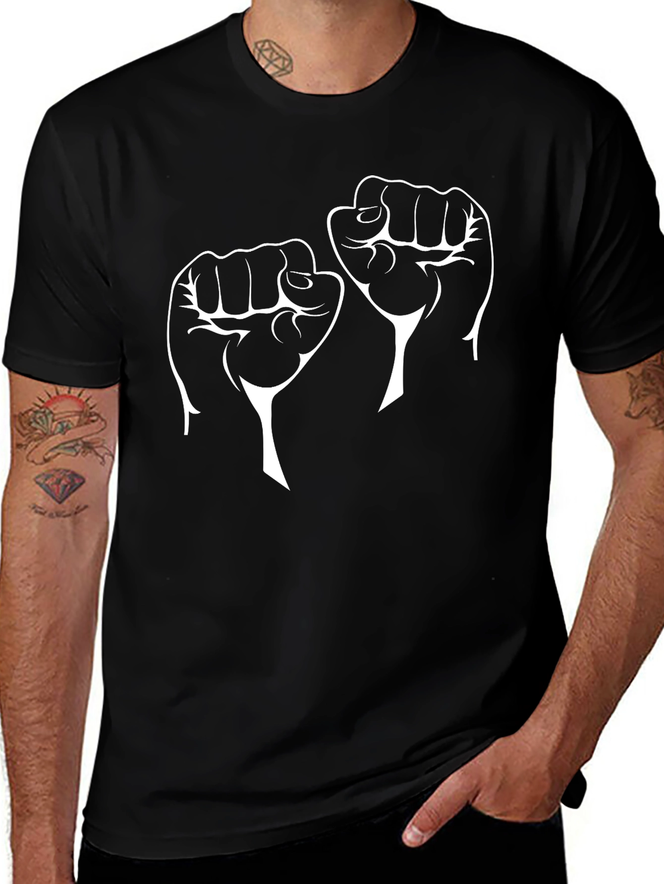 Empowered Fist Graphic Tee - Black Cotton