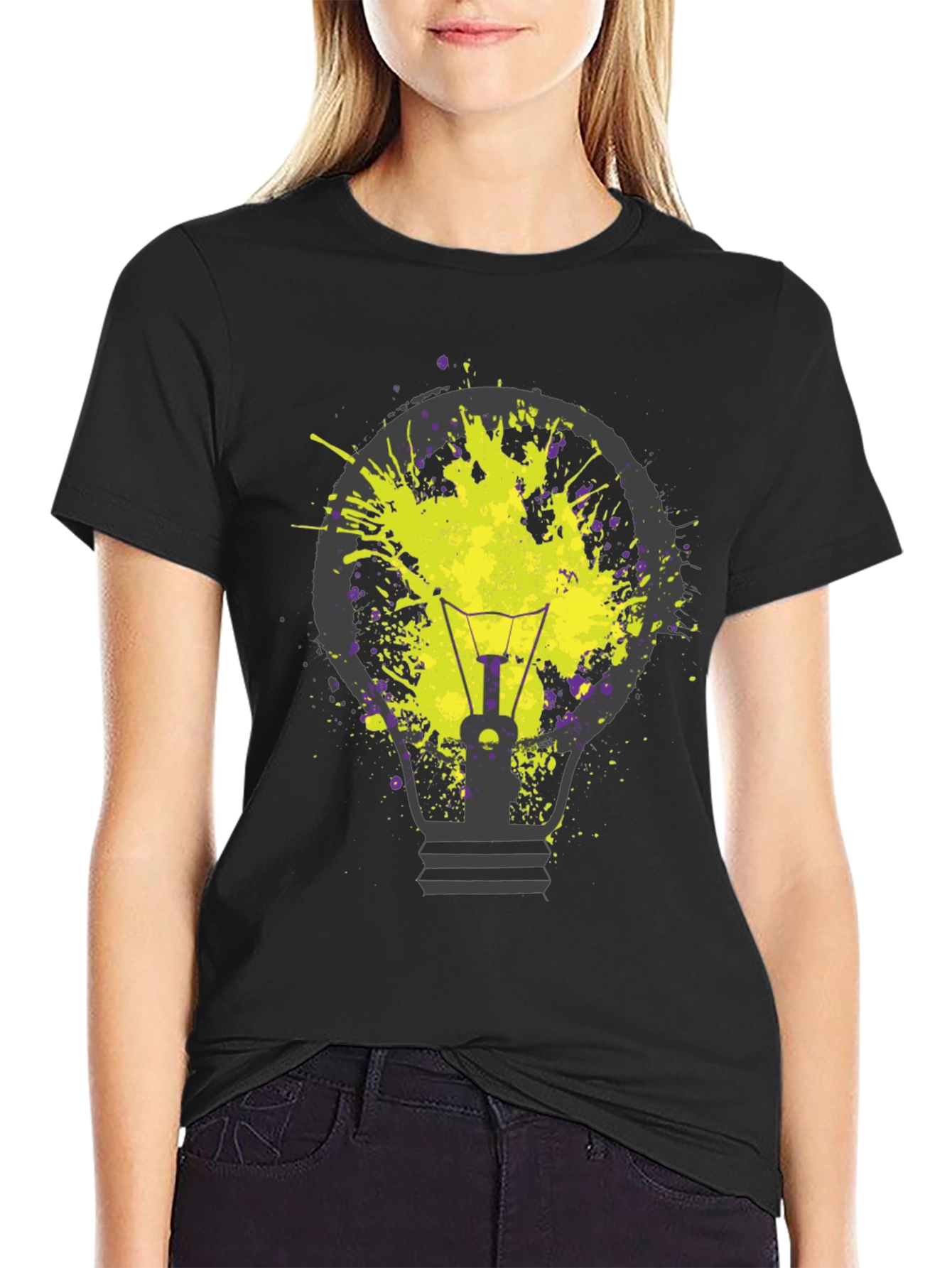 Idea Bulb Splatter Graphic Tee - Unique Design