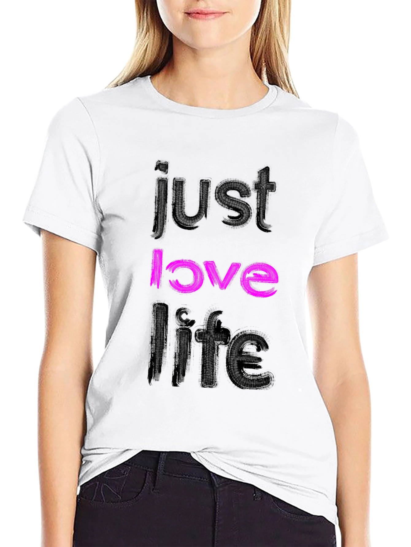 Just Love Life Black Graphic Tee