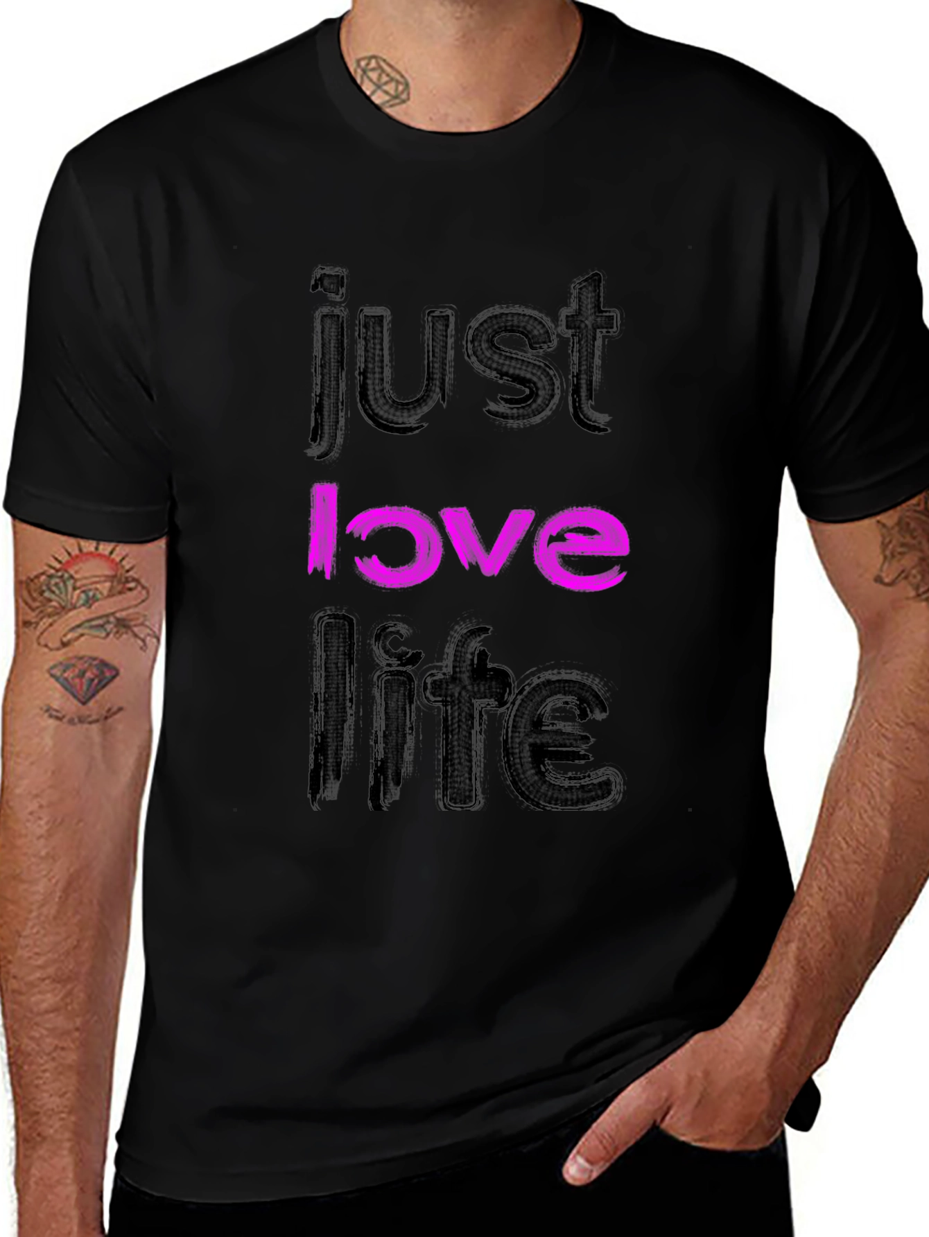 Just Love Life Black Graphic Tee