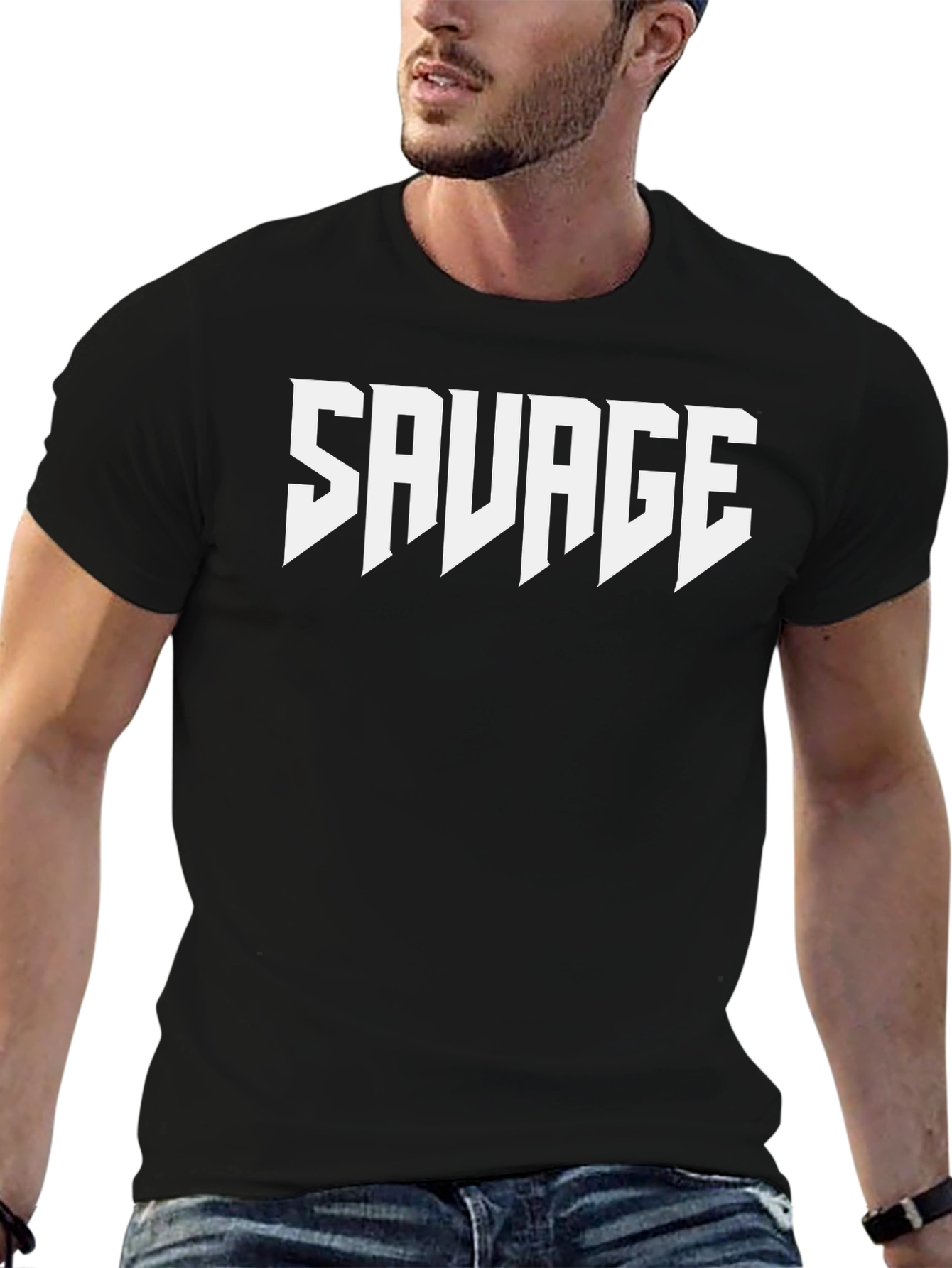 Mens Black Graphic Tee - Savage Print