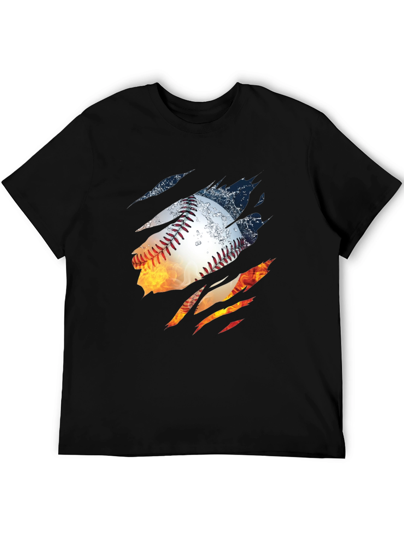Fiery Baseball Graphic T-Shirt