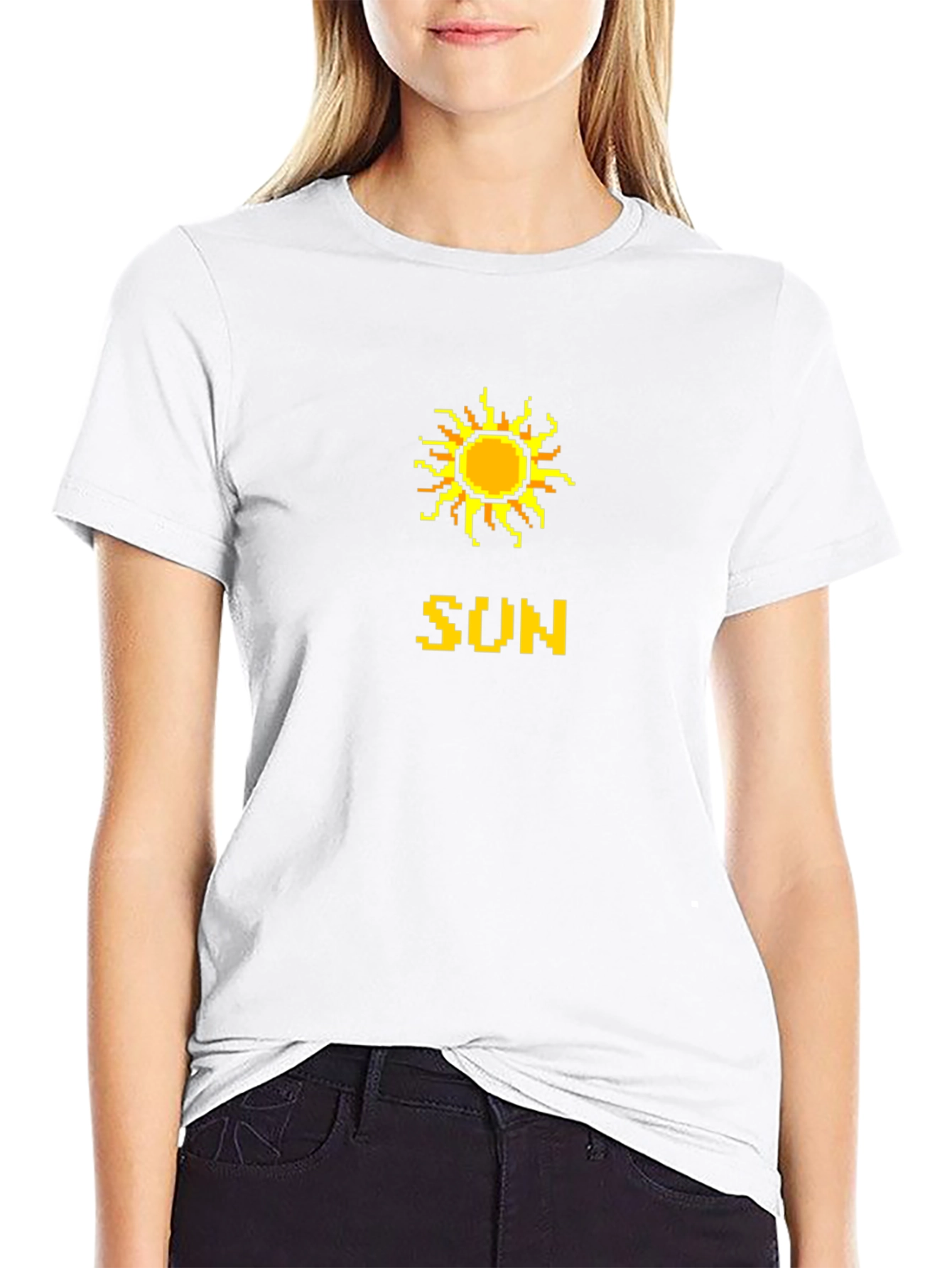 Pixel Sun Graphic Tee - Retro Style Black T-Shirt