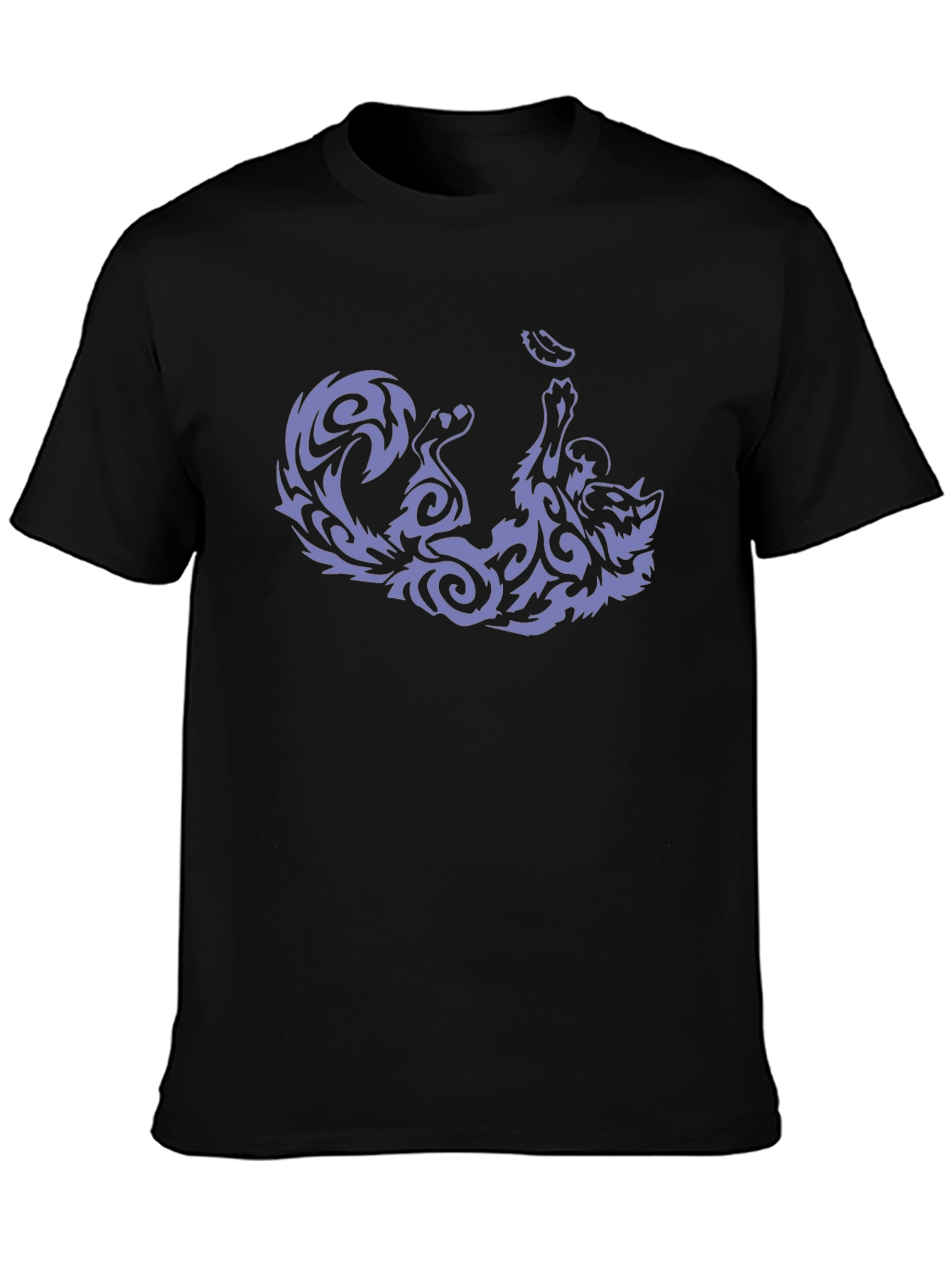 Tribal Cat Graphic Tee - Black Cotton Comfort