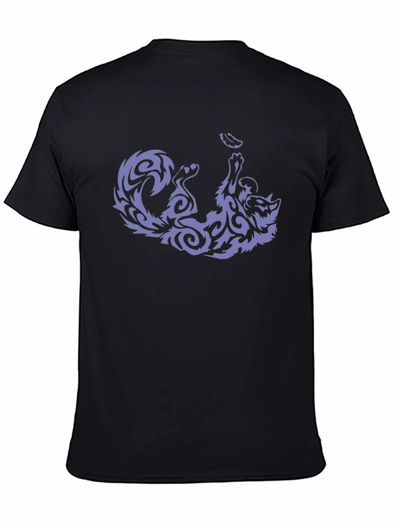 Tribal Cat Graphic Tee - Black Cotton Comfort