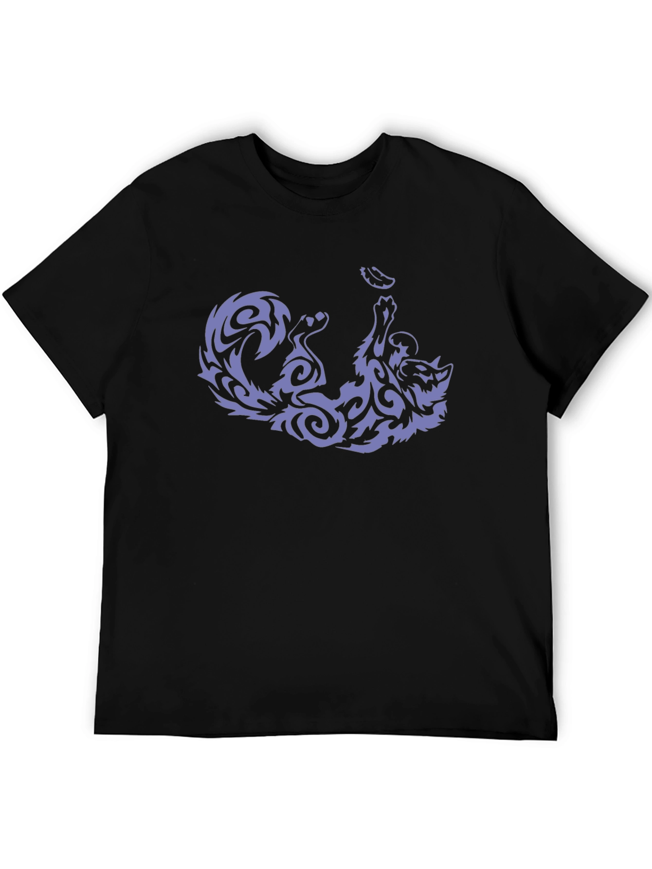 Tribal Cat Graphic Tee - Black Cotton Comfort