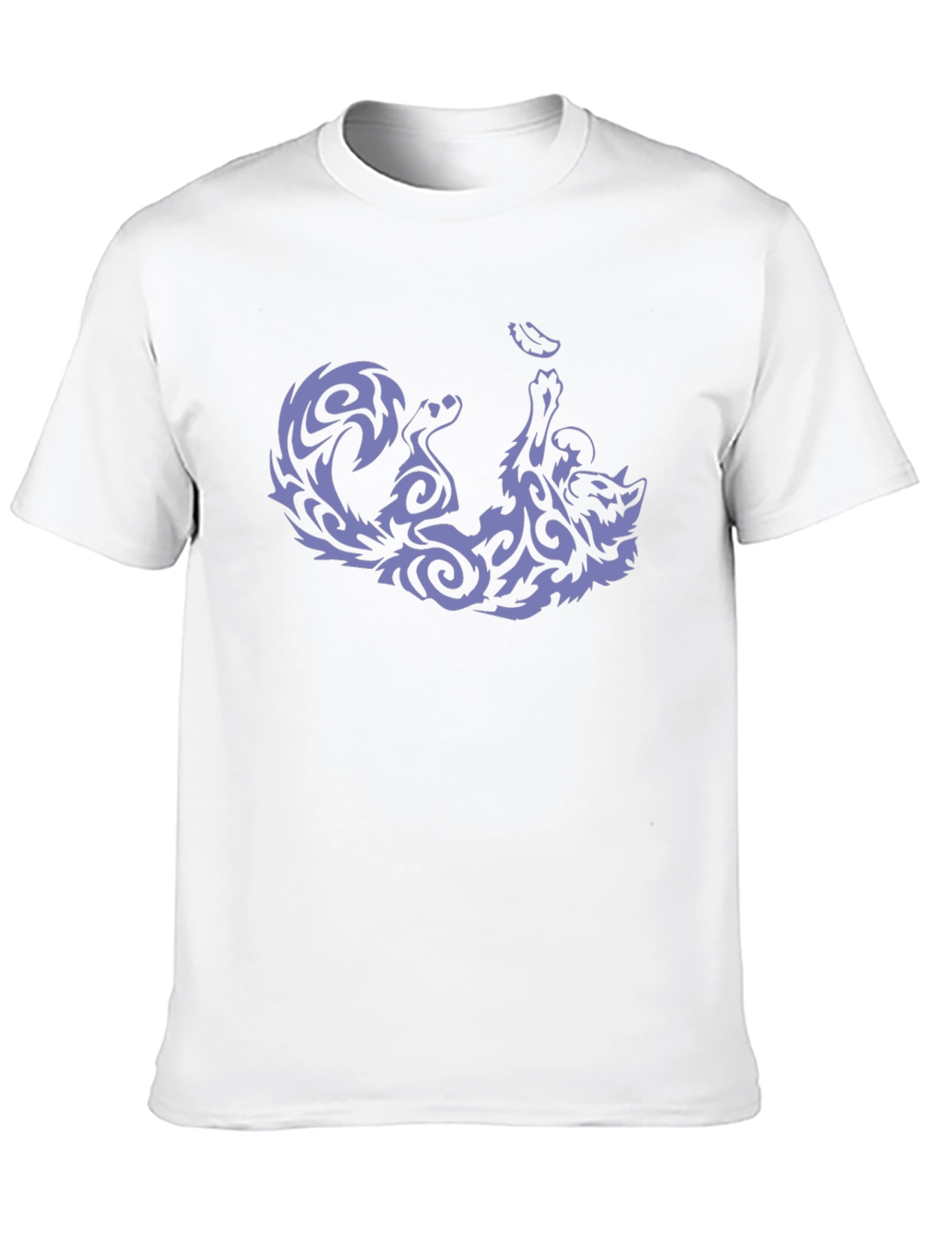 Tribal Cat Graphic Tee - Black Cotton Comfort