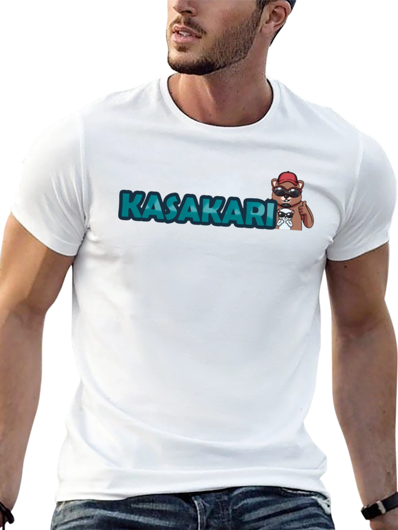 KASAKARI Bear Graphic Black T-Shirt