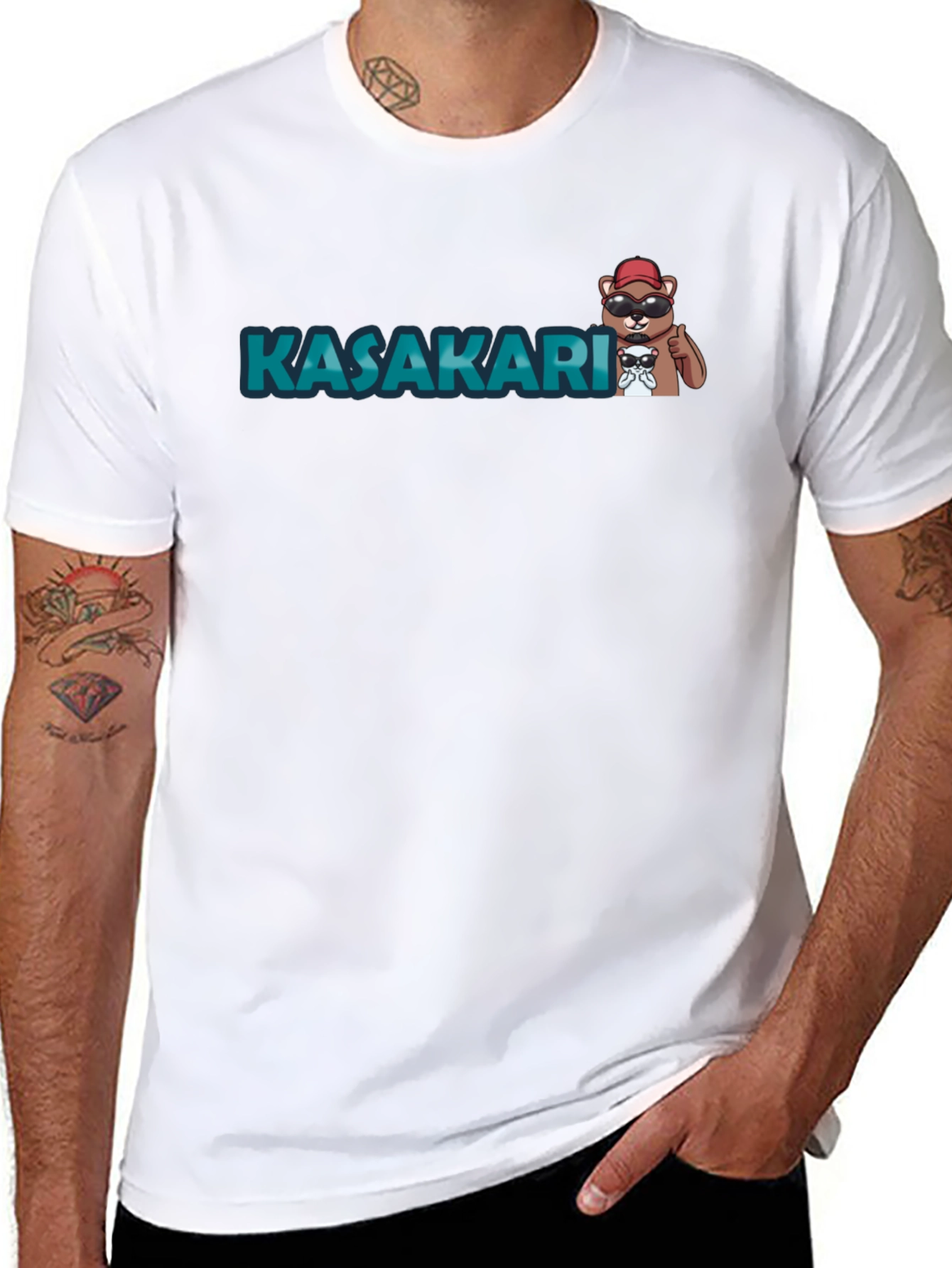 KASAKARI Bear Graphic Black T-Shirt