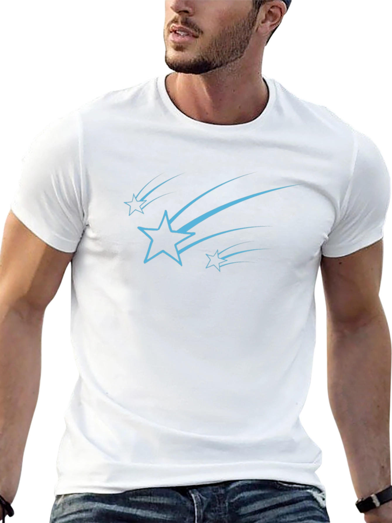 Stylish Black Tee with Starry Design